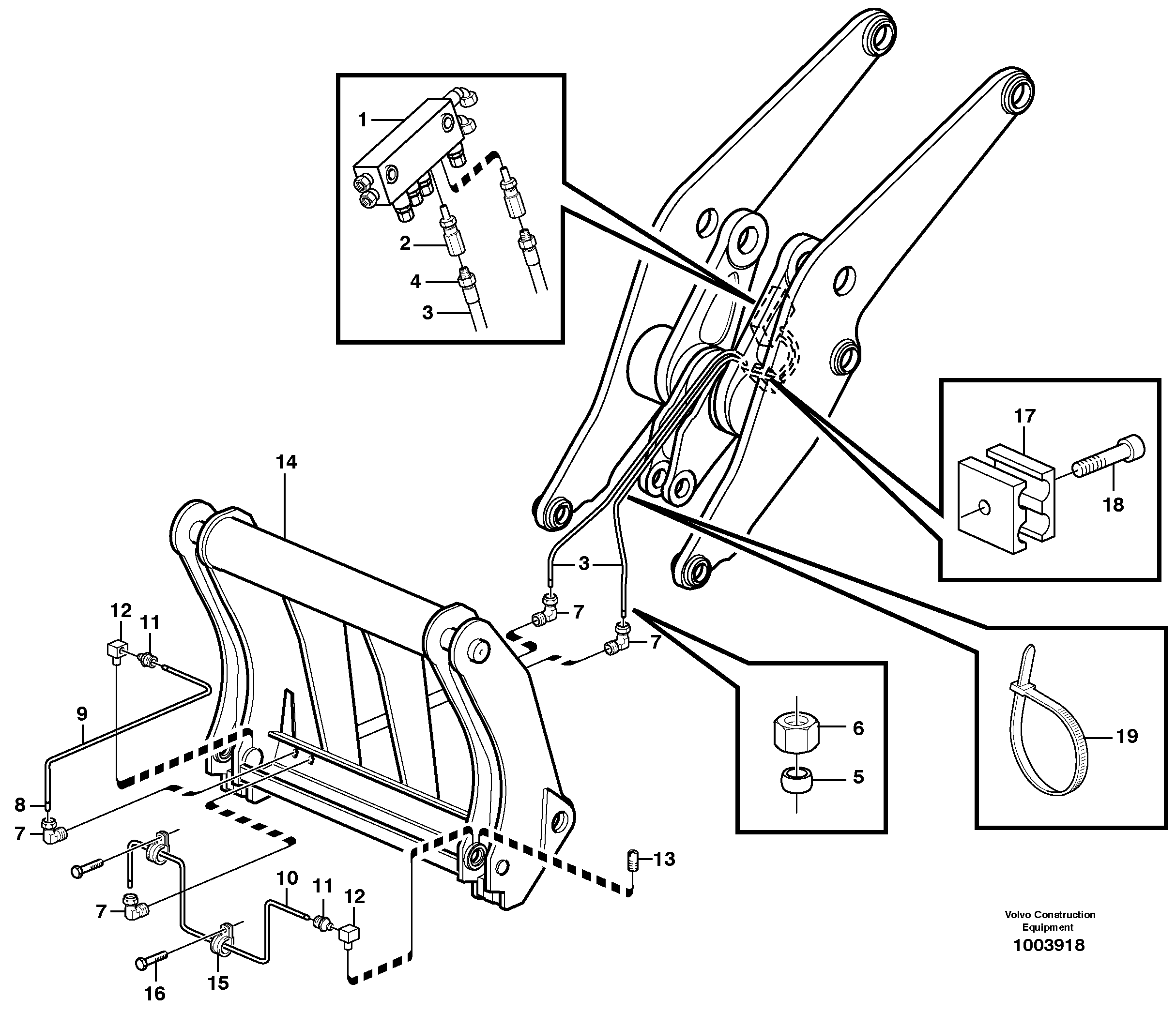Central lubrication for tool bar.  94804 — volvo parts diagram