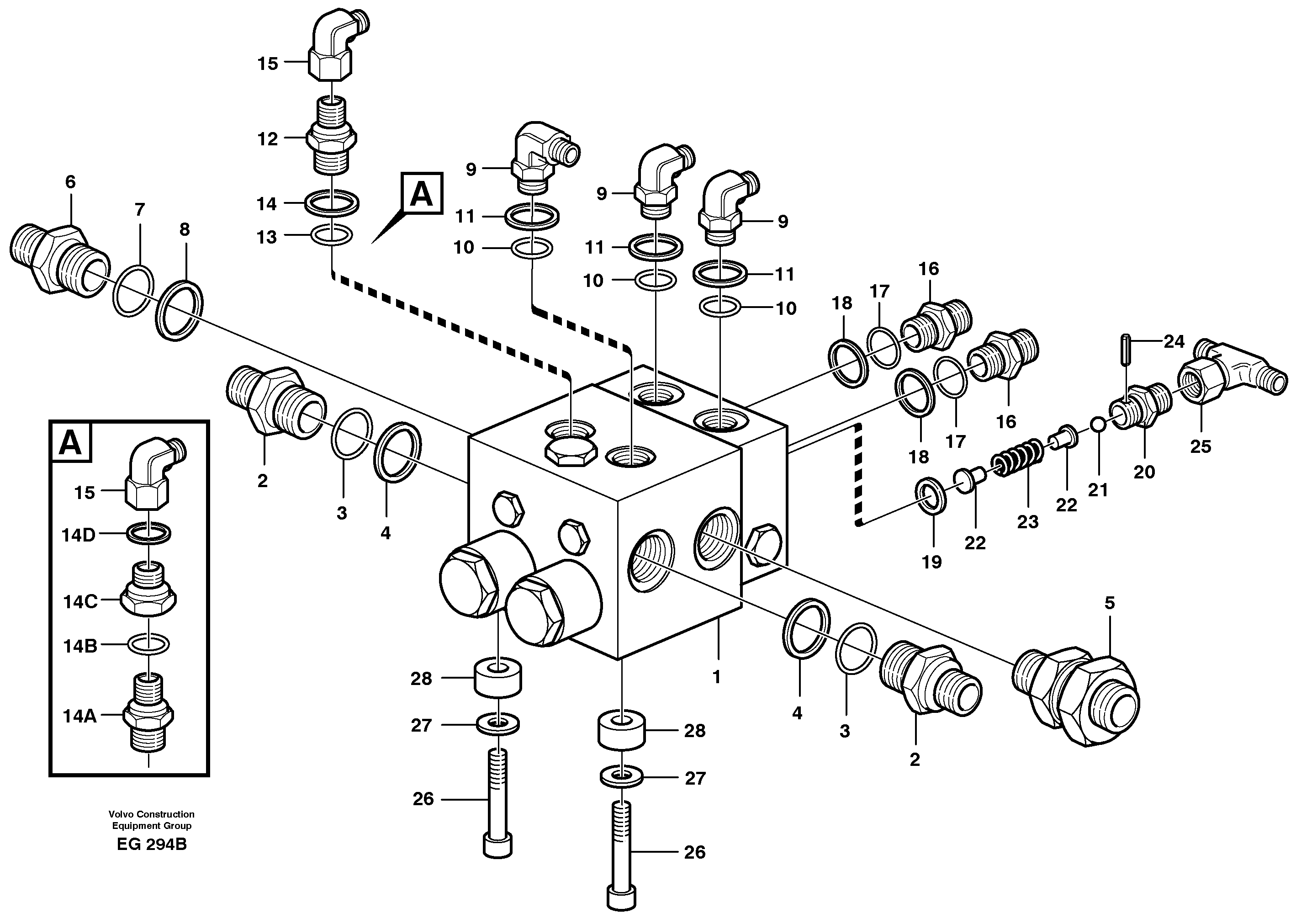 Shift valve with fitting parts — volvo parts diagram