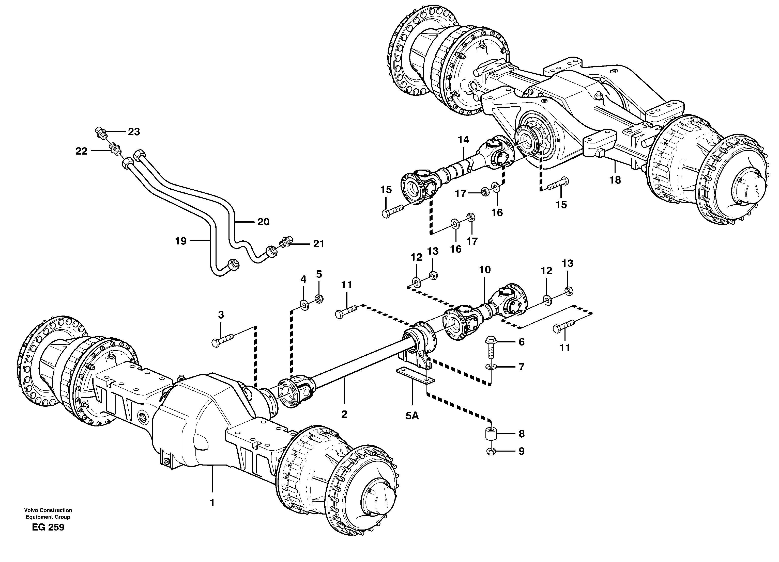 Propeller shafts with fitting parts — volvo parts diagram