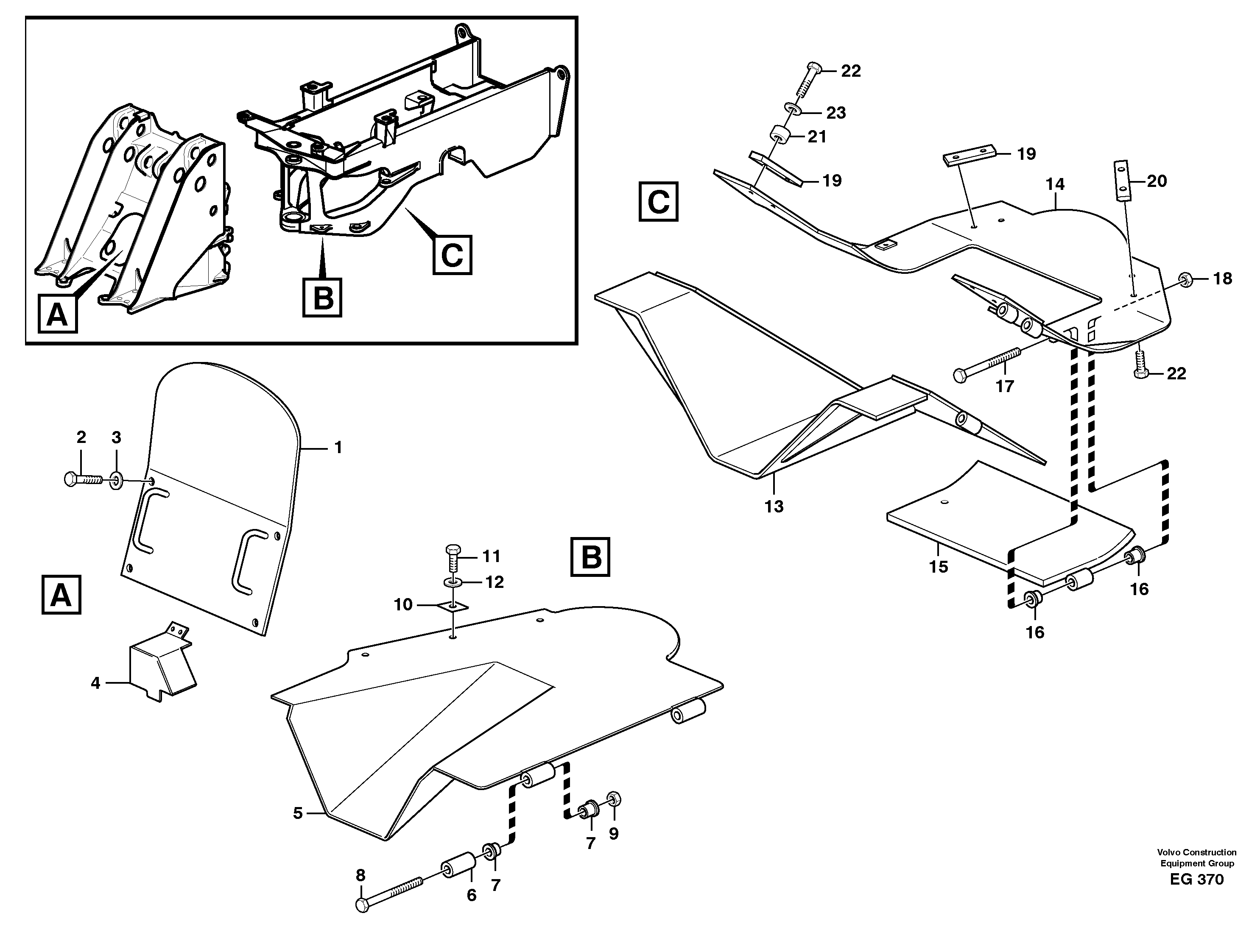 Protecting plates.  92110,  92111,  92114 — volvo parts diagram