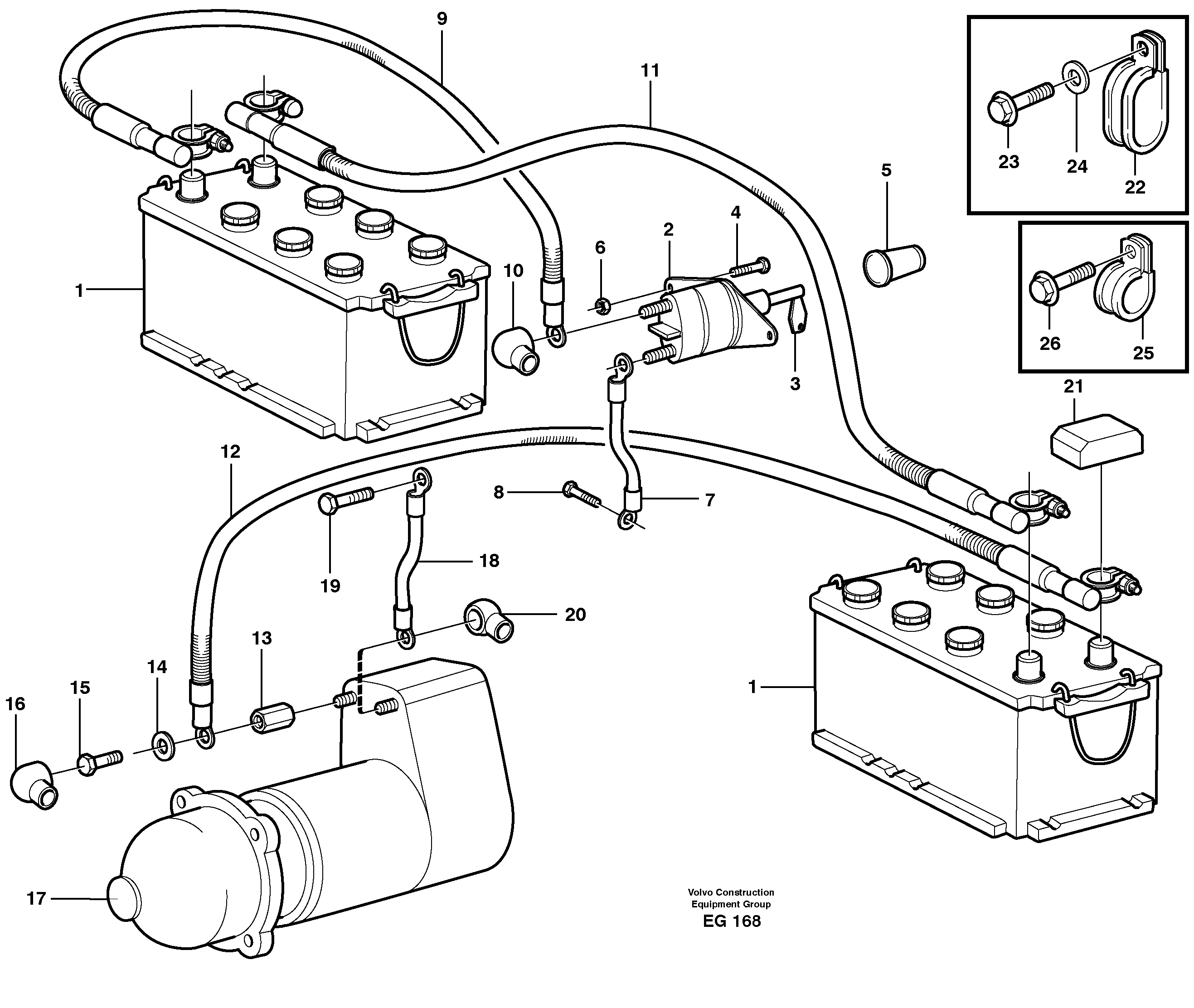 Battery cable and main switch — volvo parts diagram