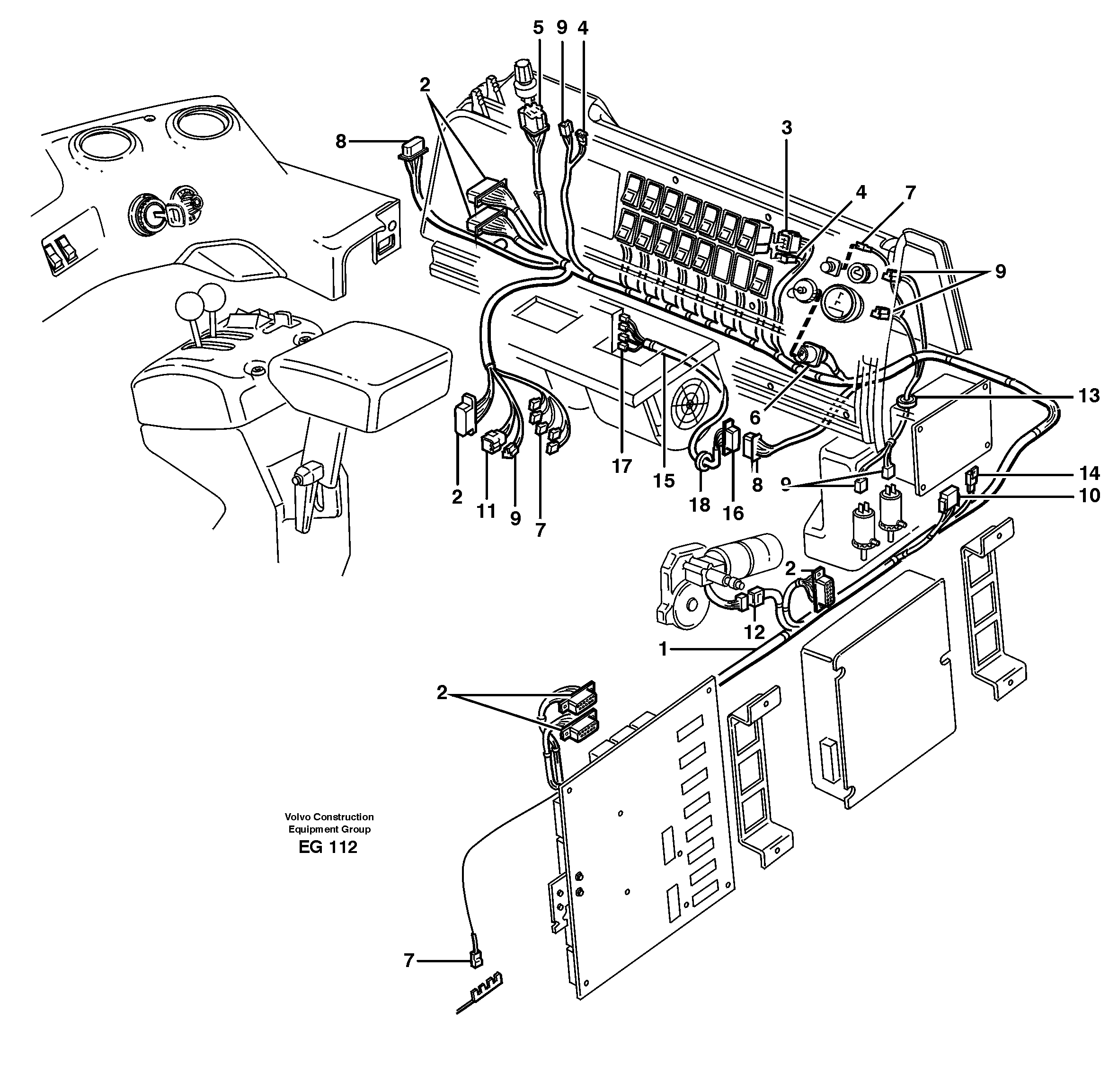 Cable harnesses, control panel — volvo parts diagram