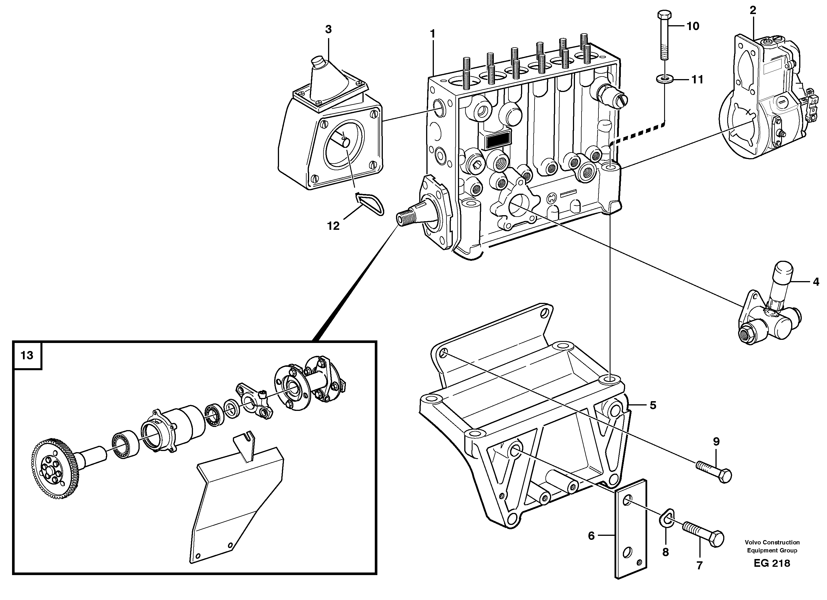 Fuel injection pump with fitting parts — volvo parts diagram