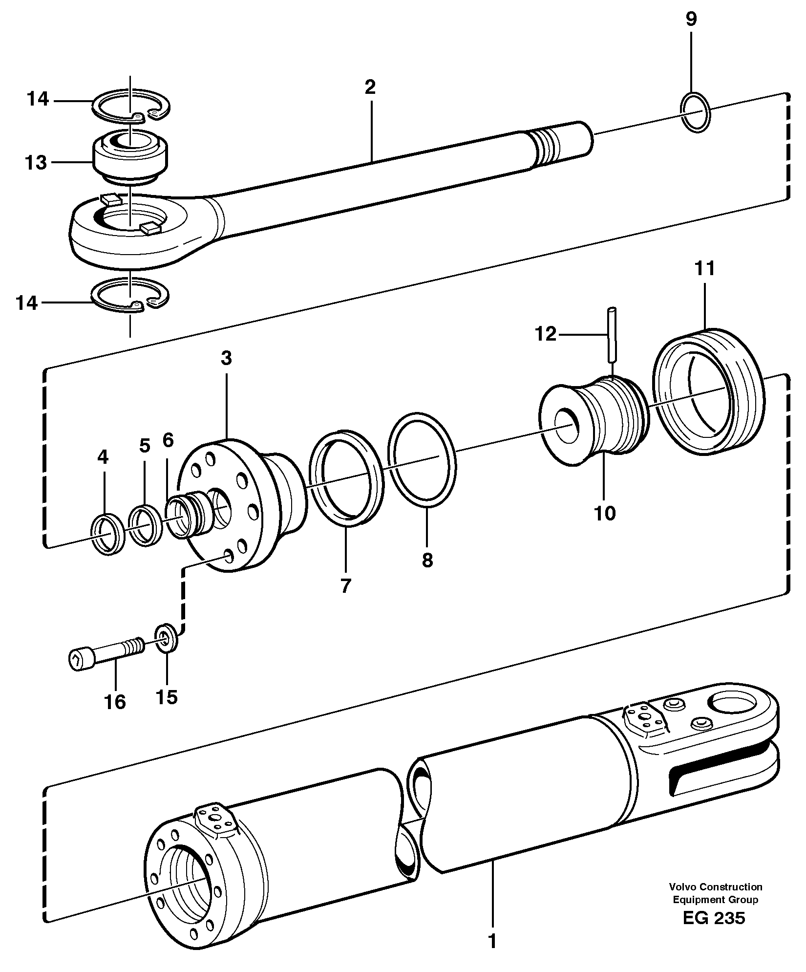 Hydraulic cylinder — volvo parts diagram