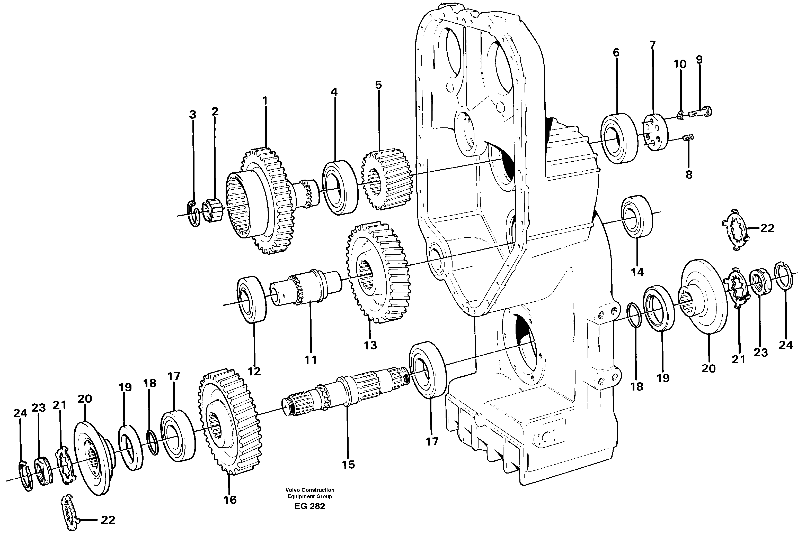 Transfer case, gears and shafts — volvo parts diagram