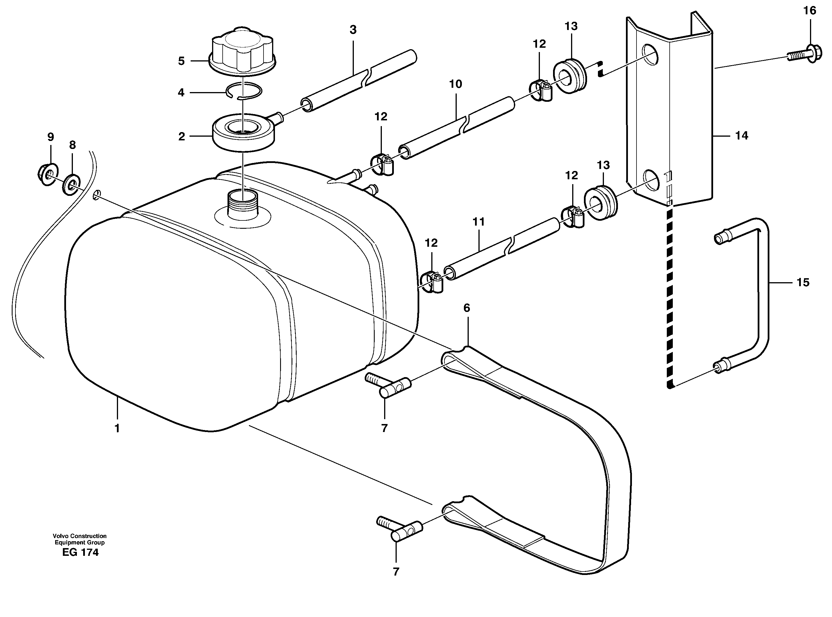 Expansion tank with fitting parts — volvo parts diagram