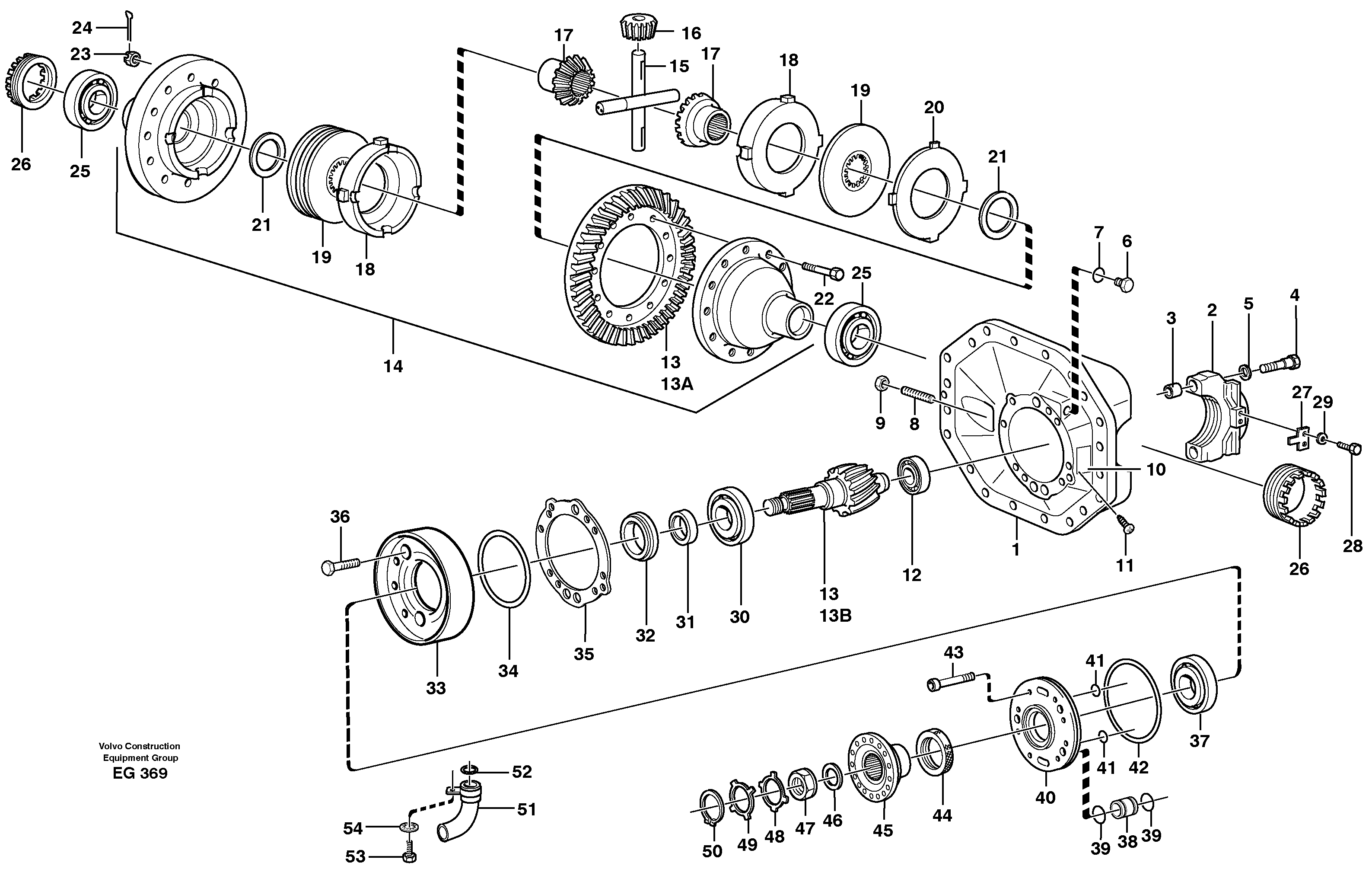 Final drive, front  23854 — volvo parts diagram