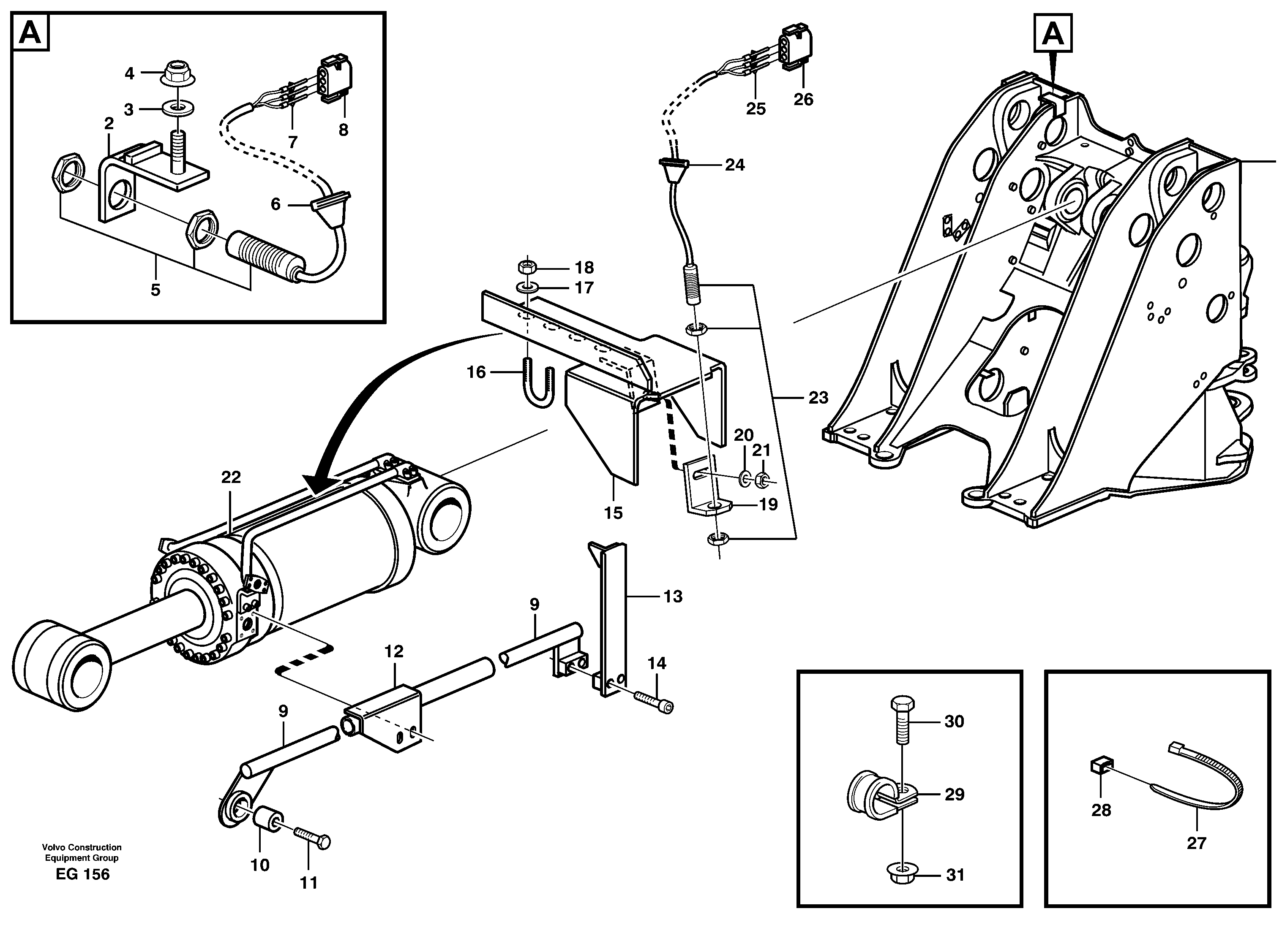 Bucket positioner and boom kickout — volvo parts diagram