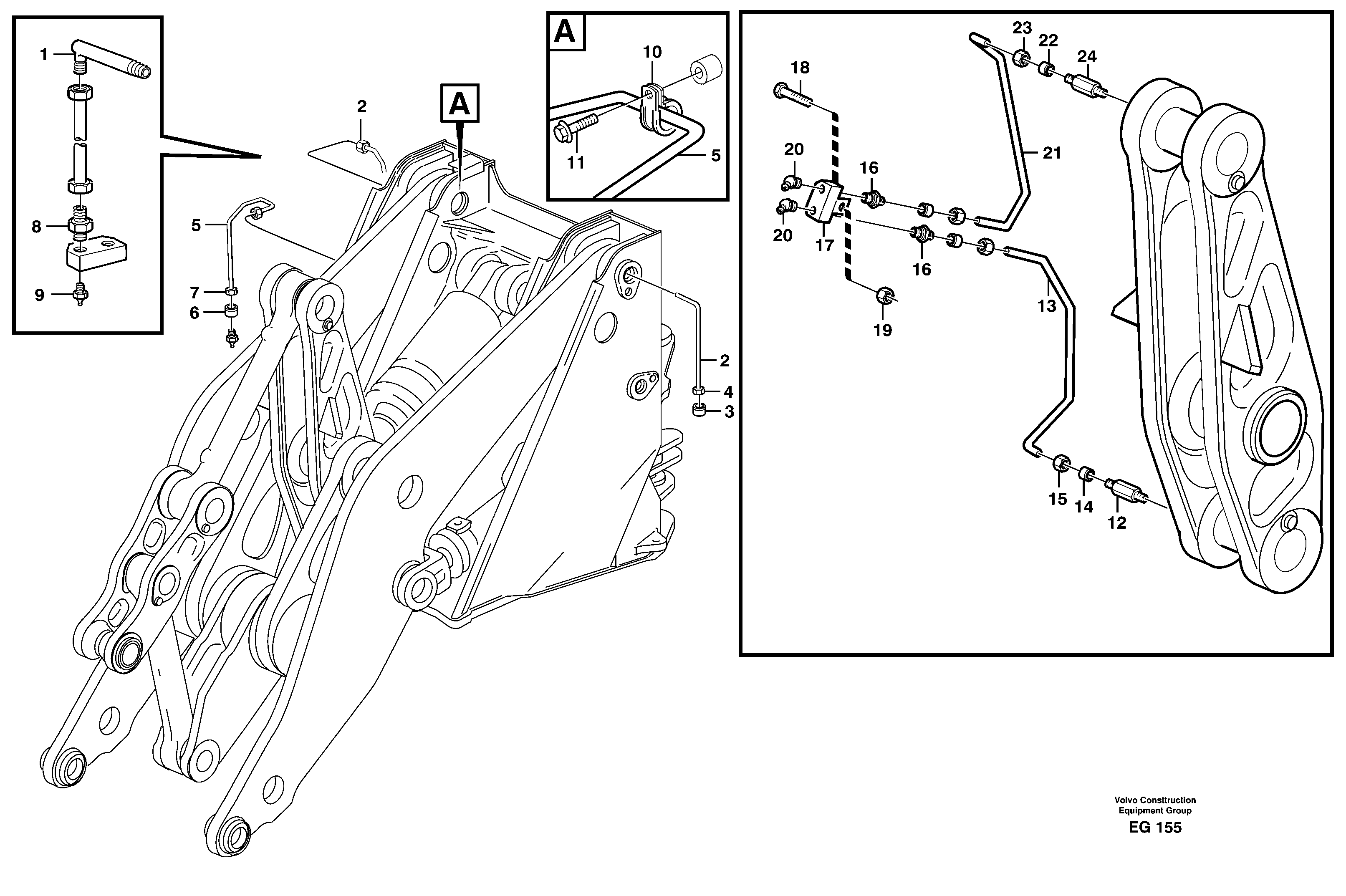 Extended lube points for lift arm system — volvo parts diagram