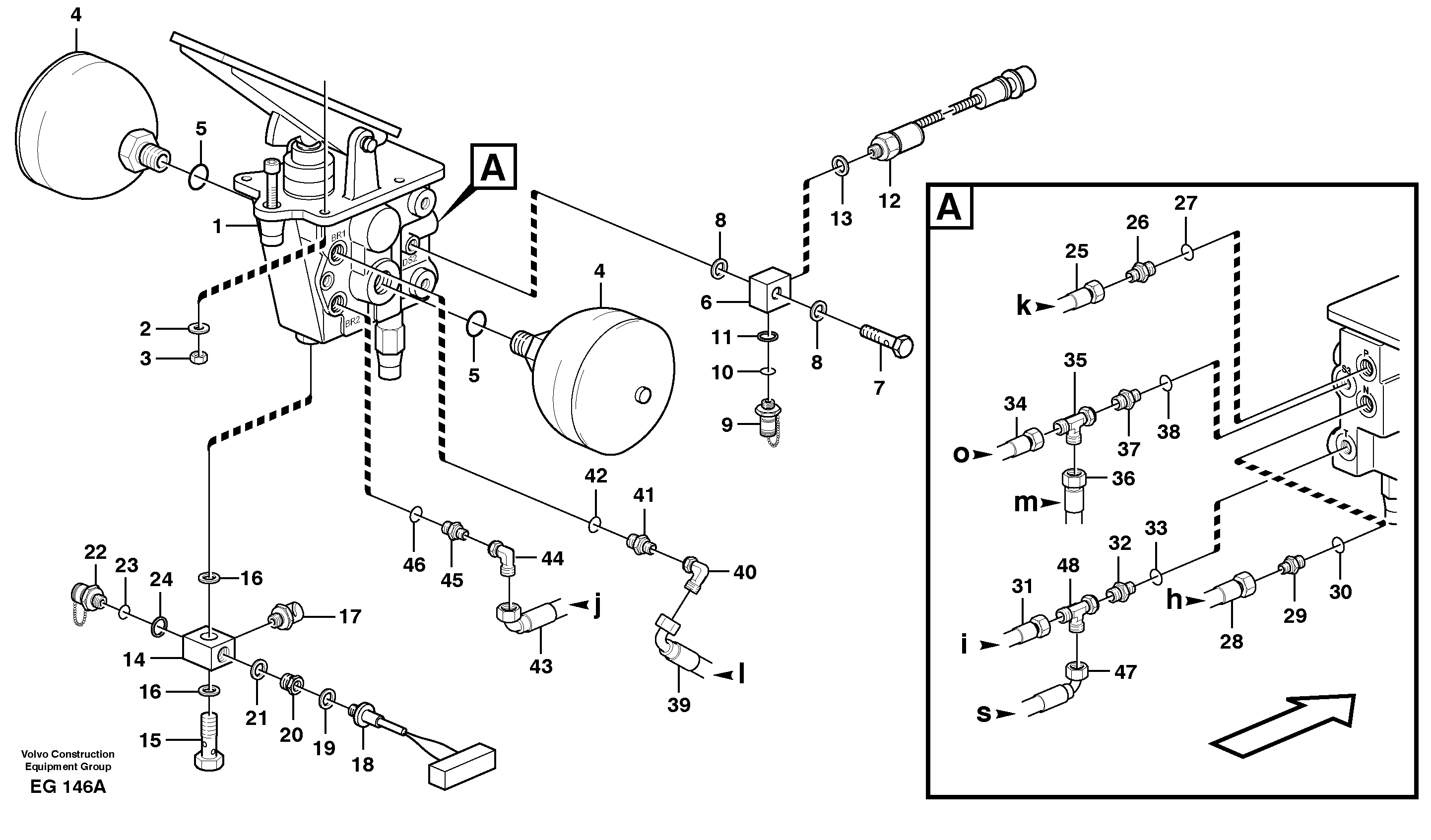 Footbrake valve with connectors — volvo parts diagram