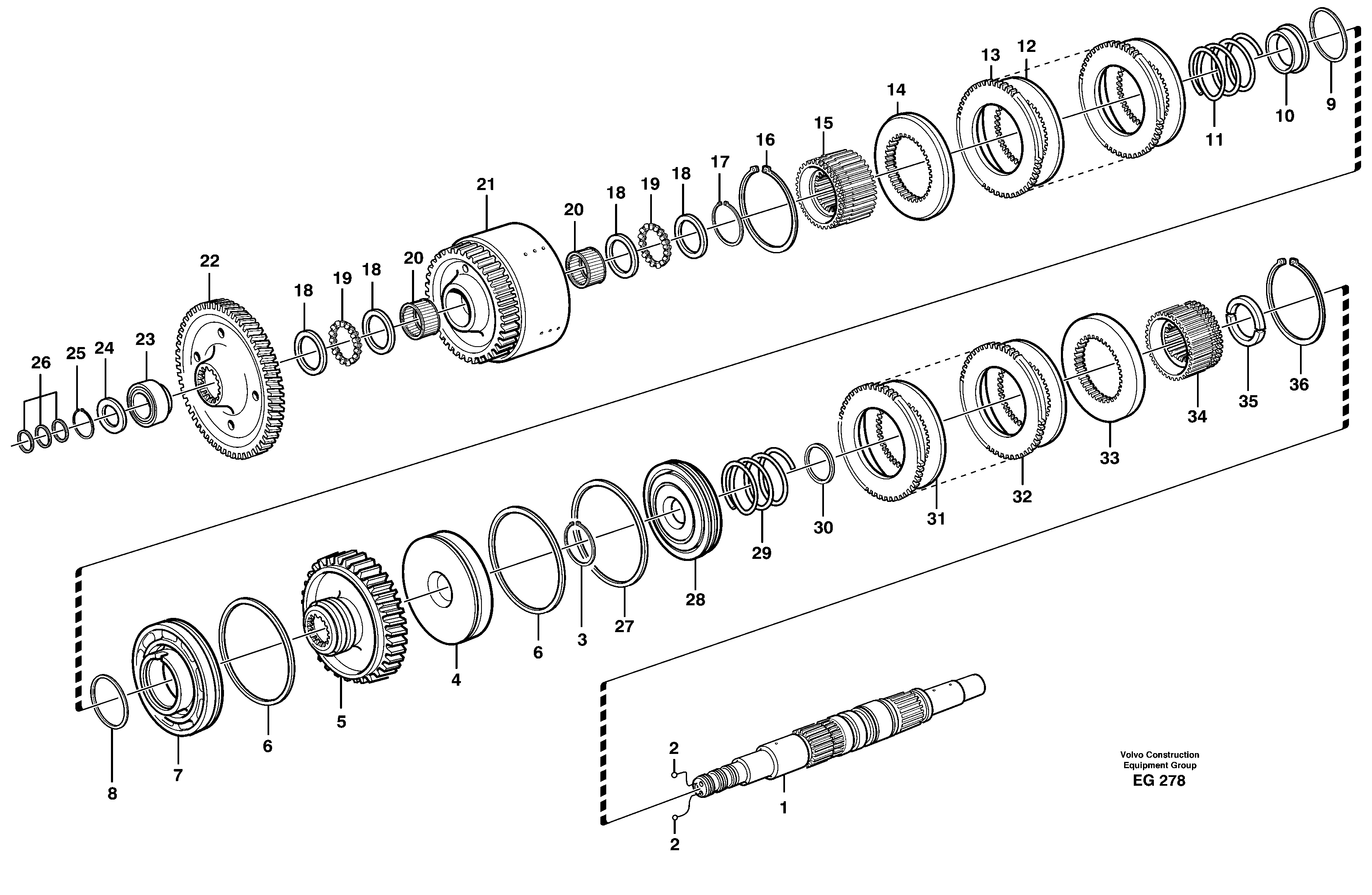 Hydraulic clutch, reverse / 2nd speed — volvo parts diagram