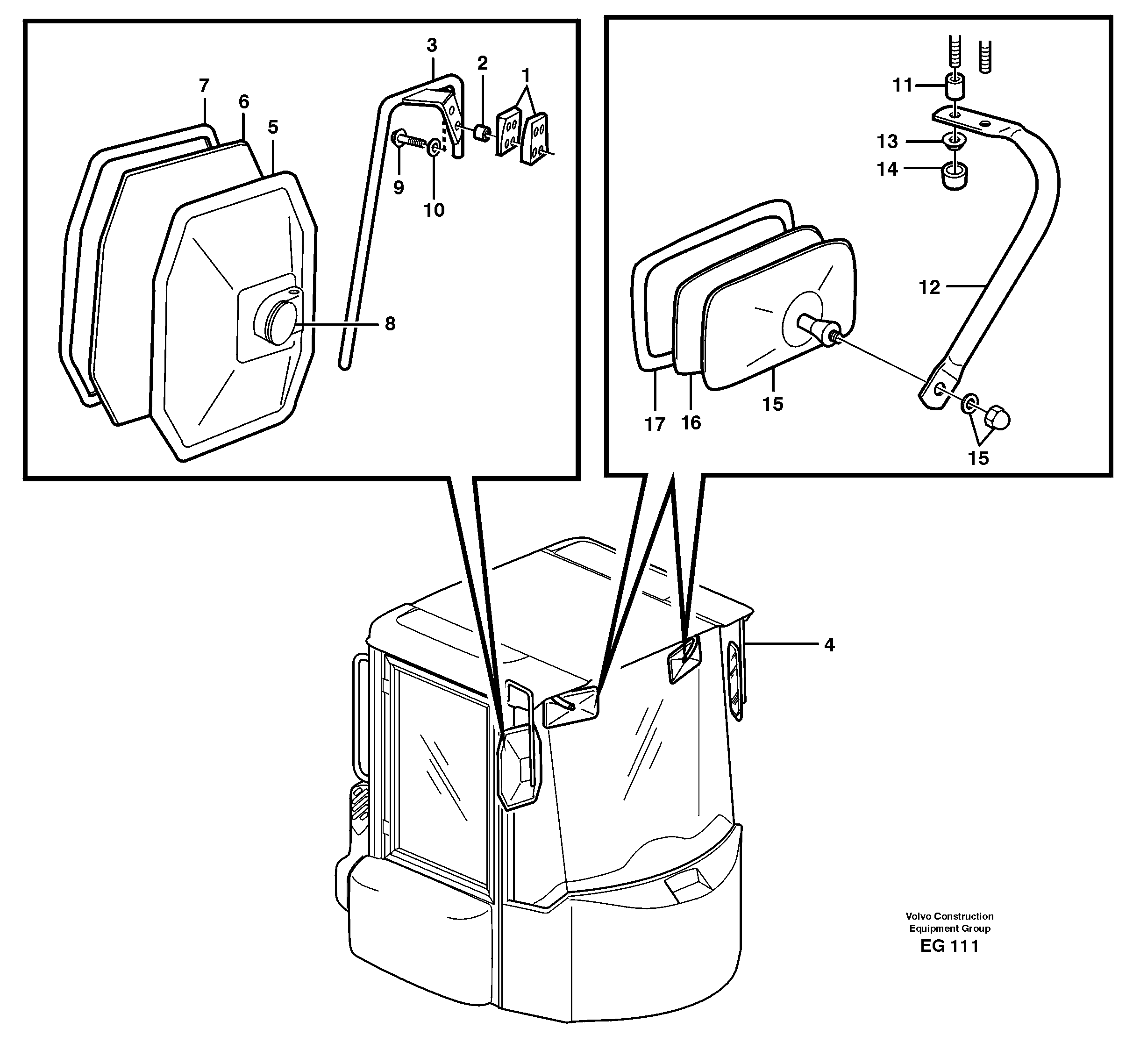 Rear view mirror — volvo parts diagram