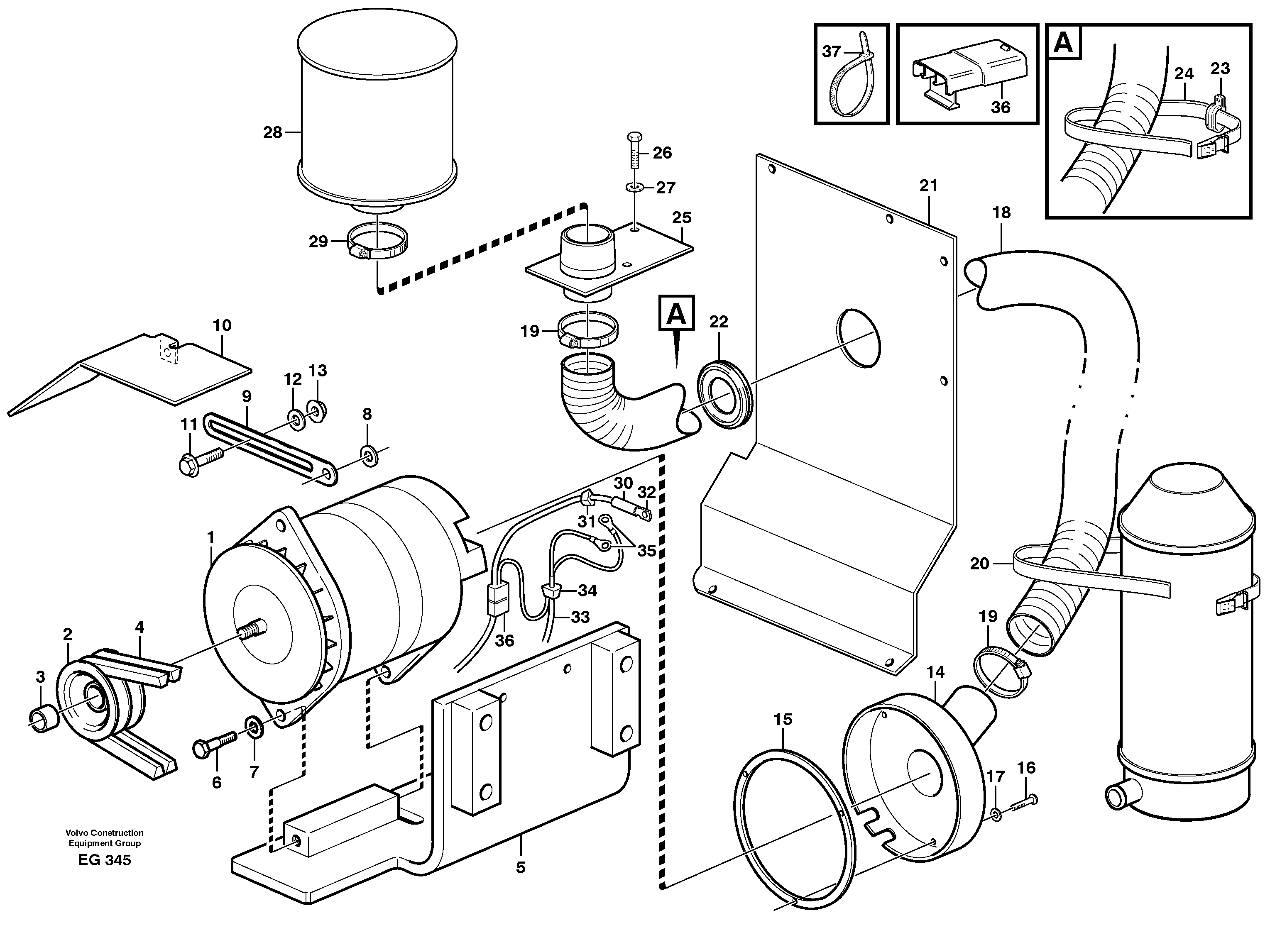 Alternator with fitting parts, 50A.  80750 — volvo parts diagram