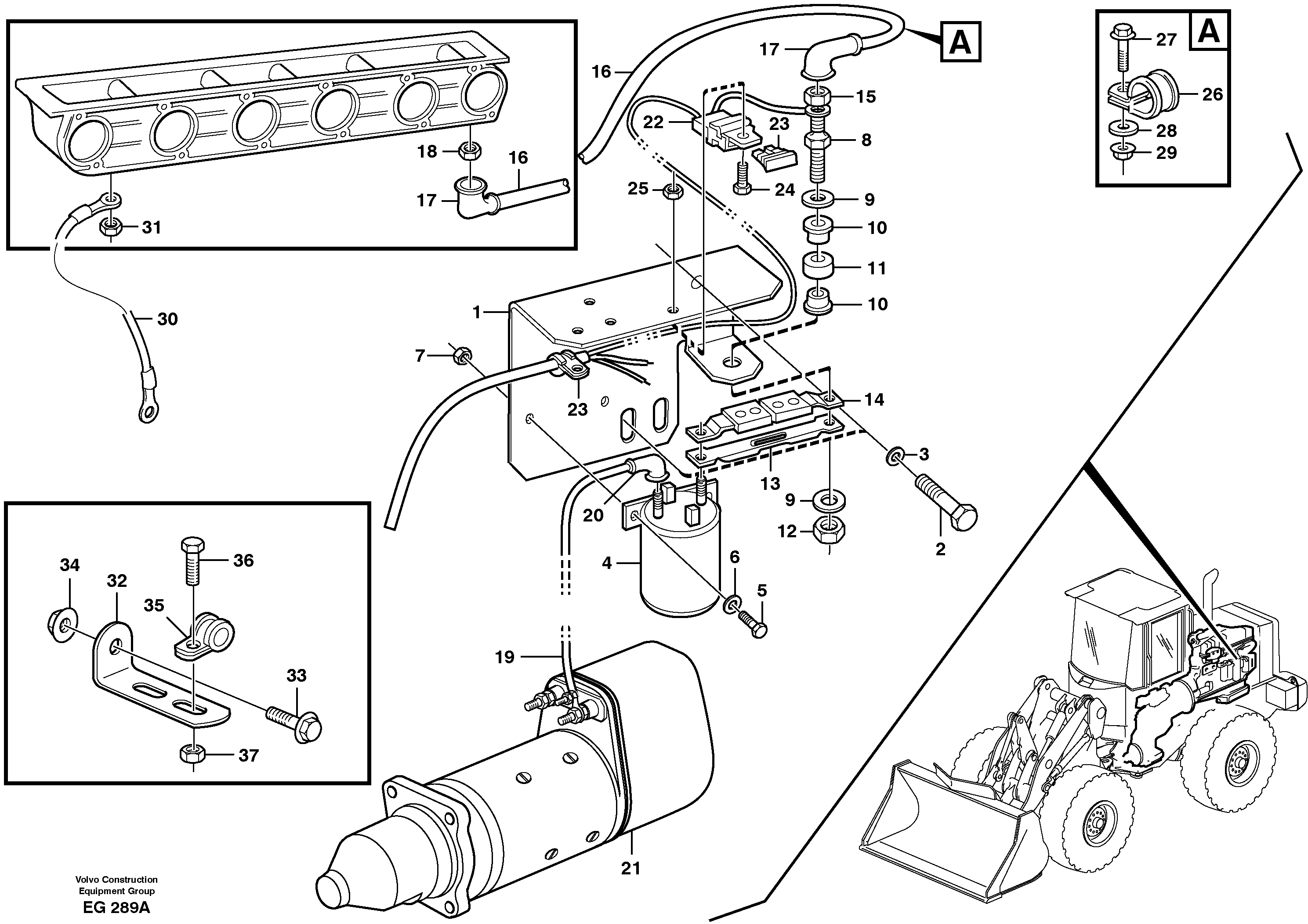 Pre-heater with fitting parts — volvo parts diagram