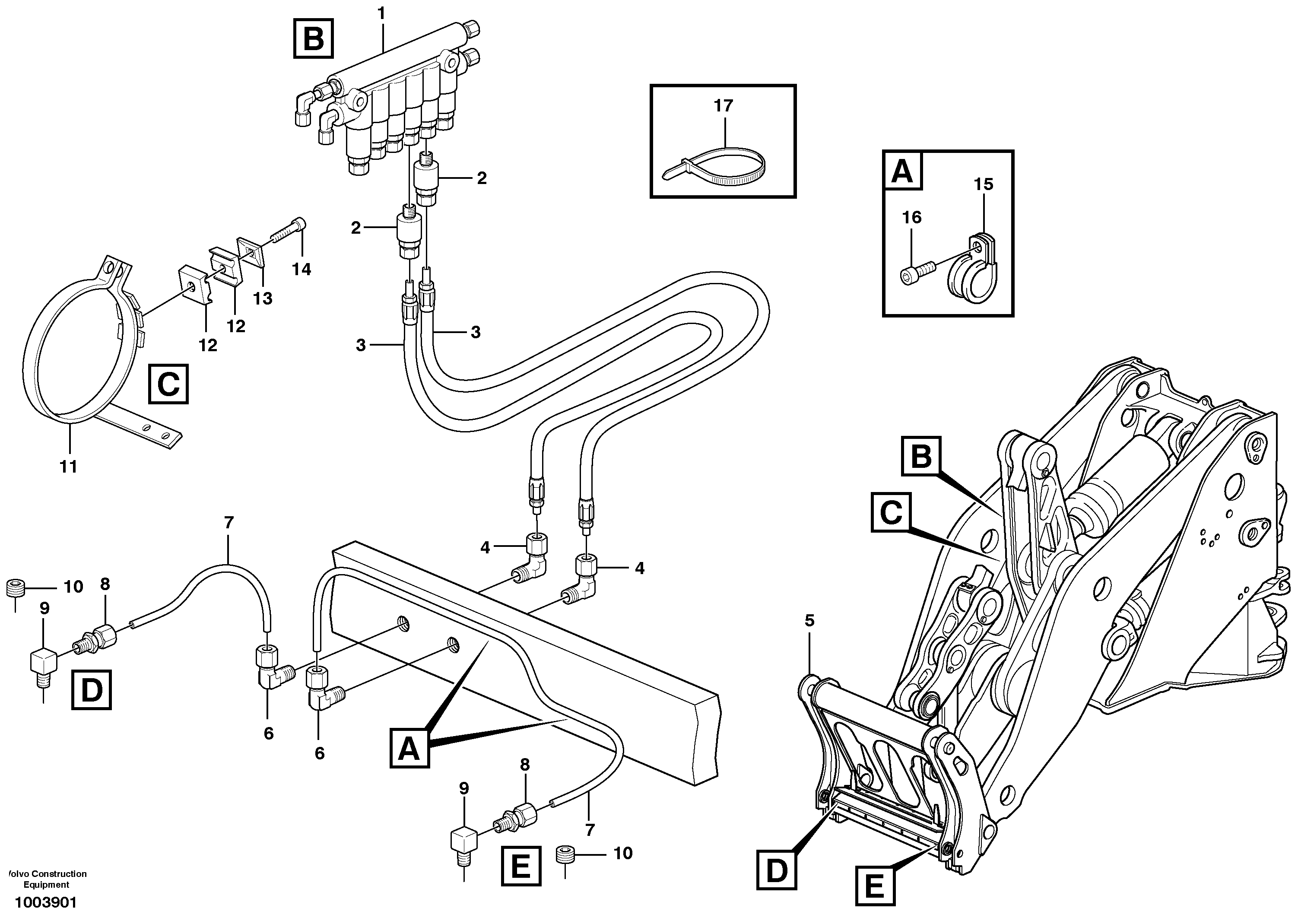 Central lubrication for tool bar.  80445 — volvo parts diagram