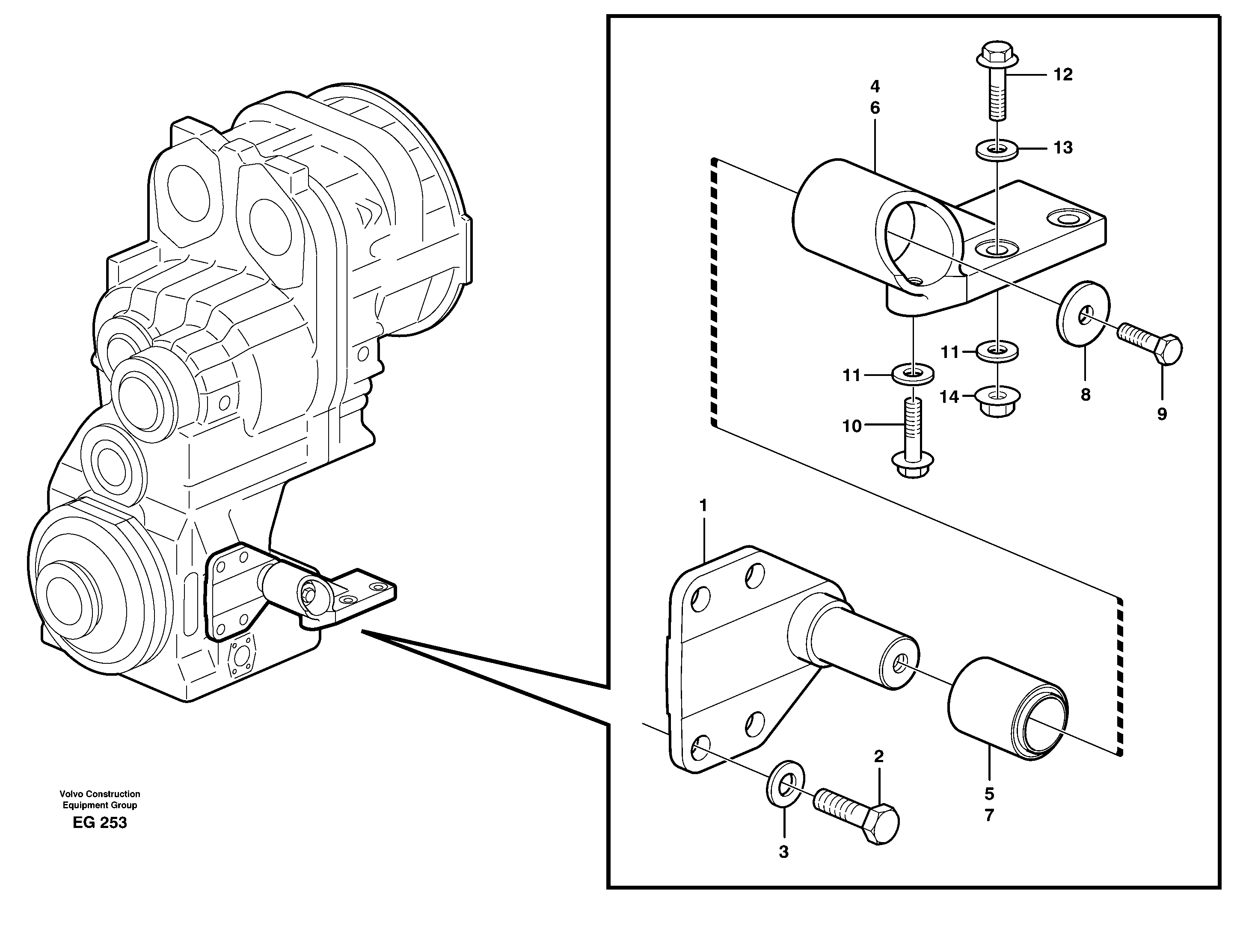 Gear box housing with fitting parts — volvo parts diagram