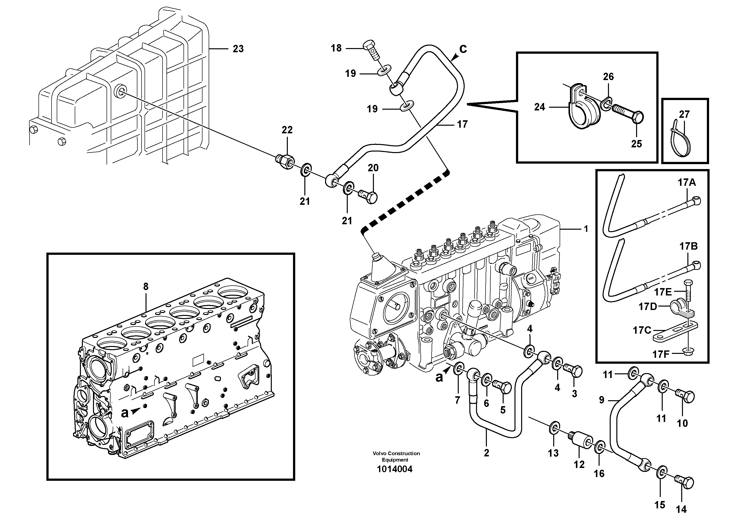 Fuel system, oil pipe, pipe for smoke limiter — volvo parts diagram