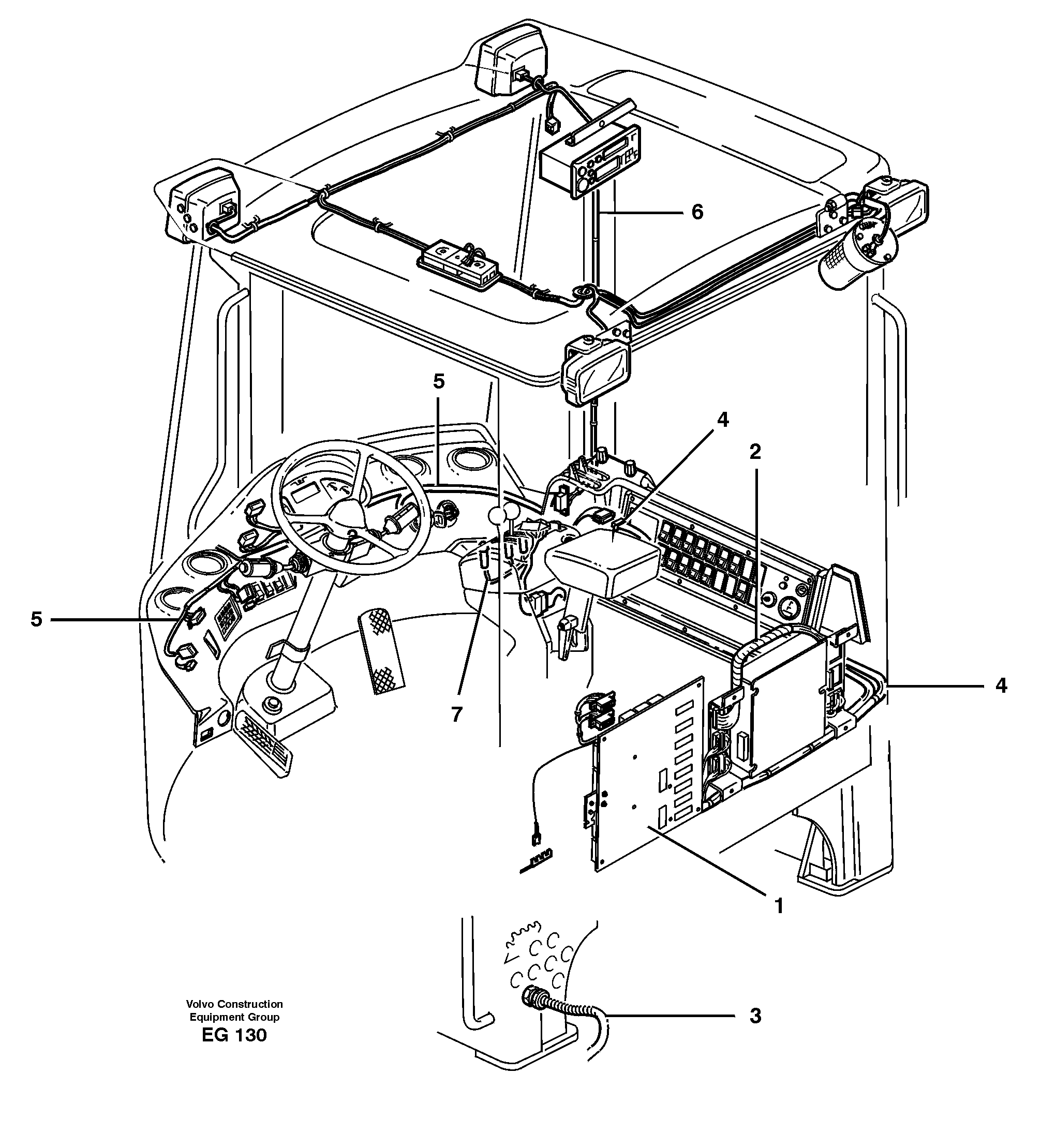Cable harnesses, cab — volvo parts diagram