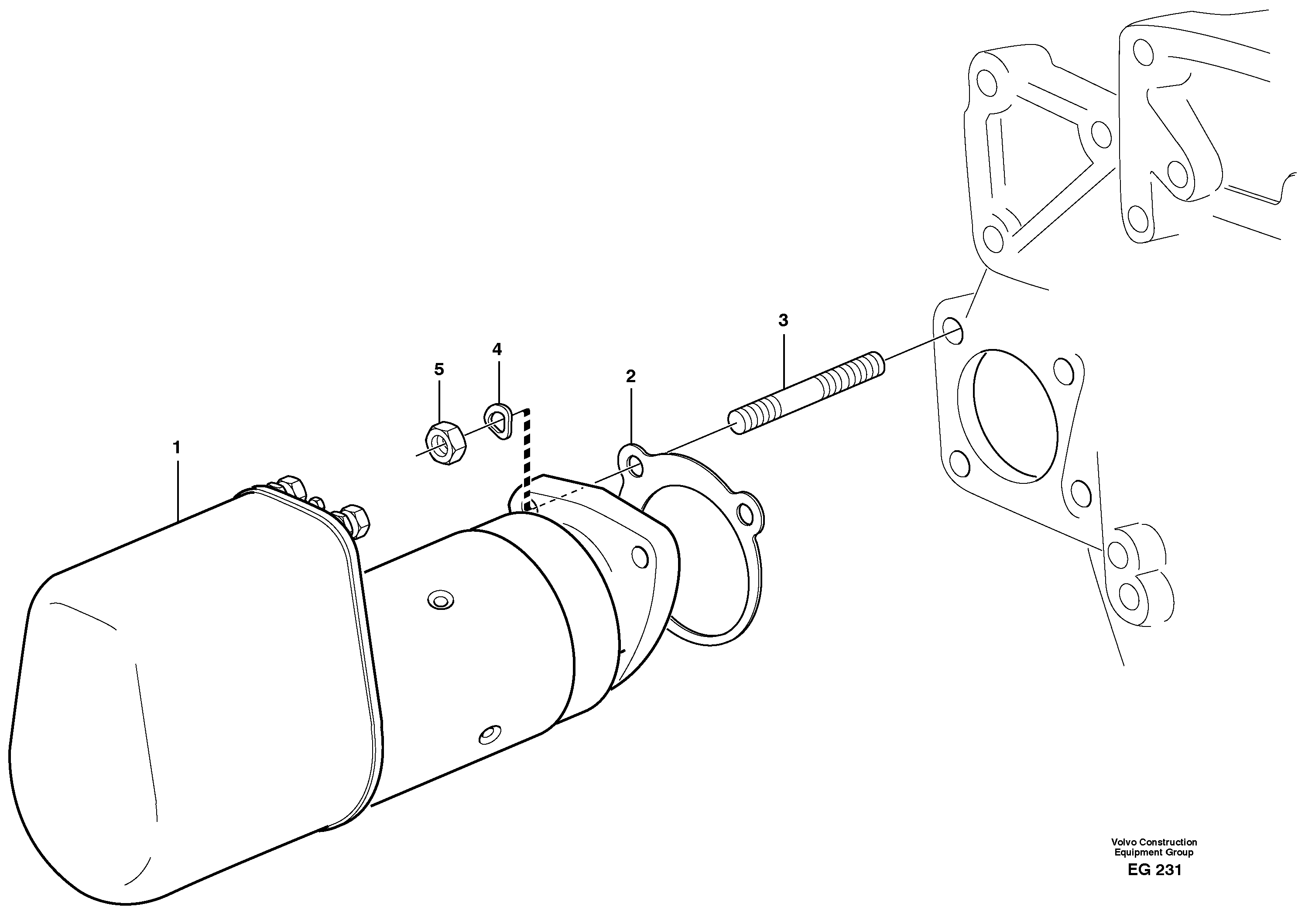 Starter motor with assembling details — volvo parts diagram