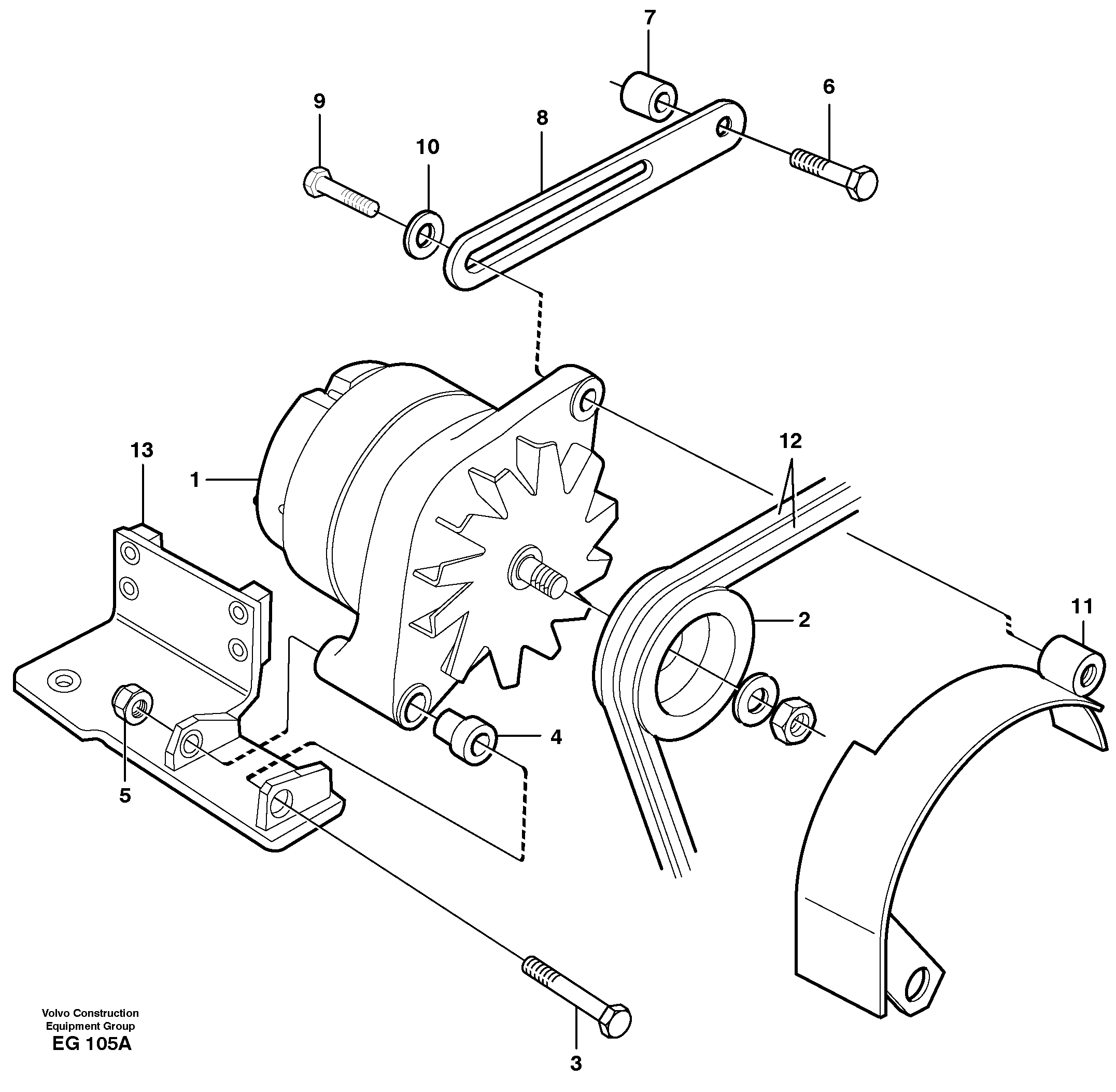Alternator with assembling details — volvo parts diagram