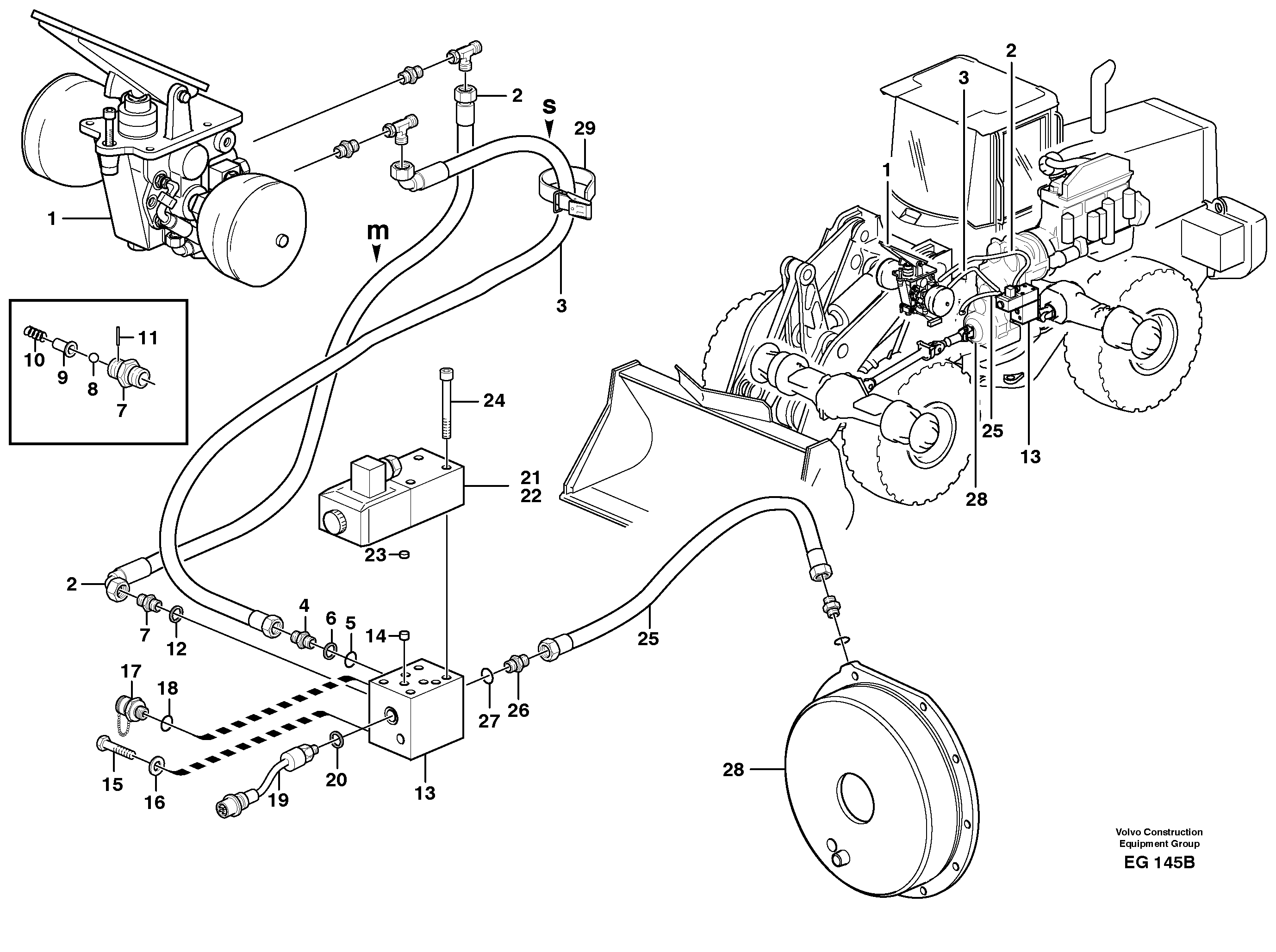 Brake hoses, parking brake — volvo parts diagram