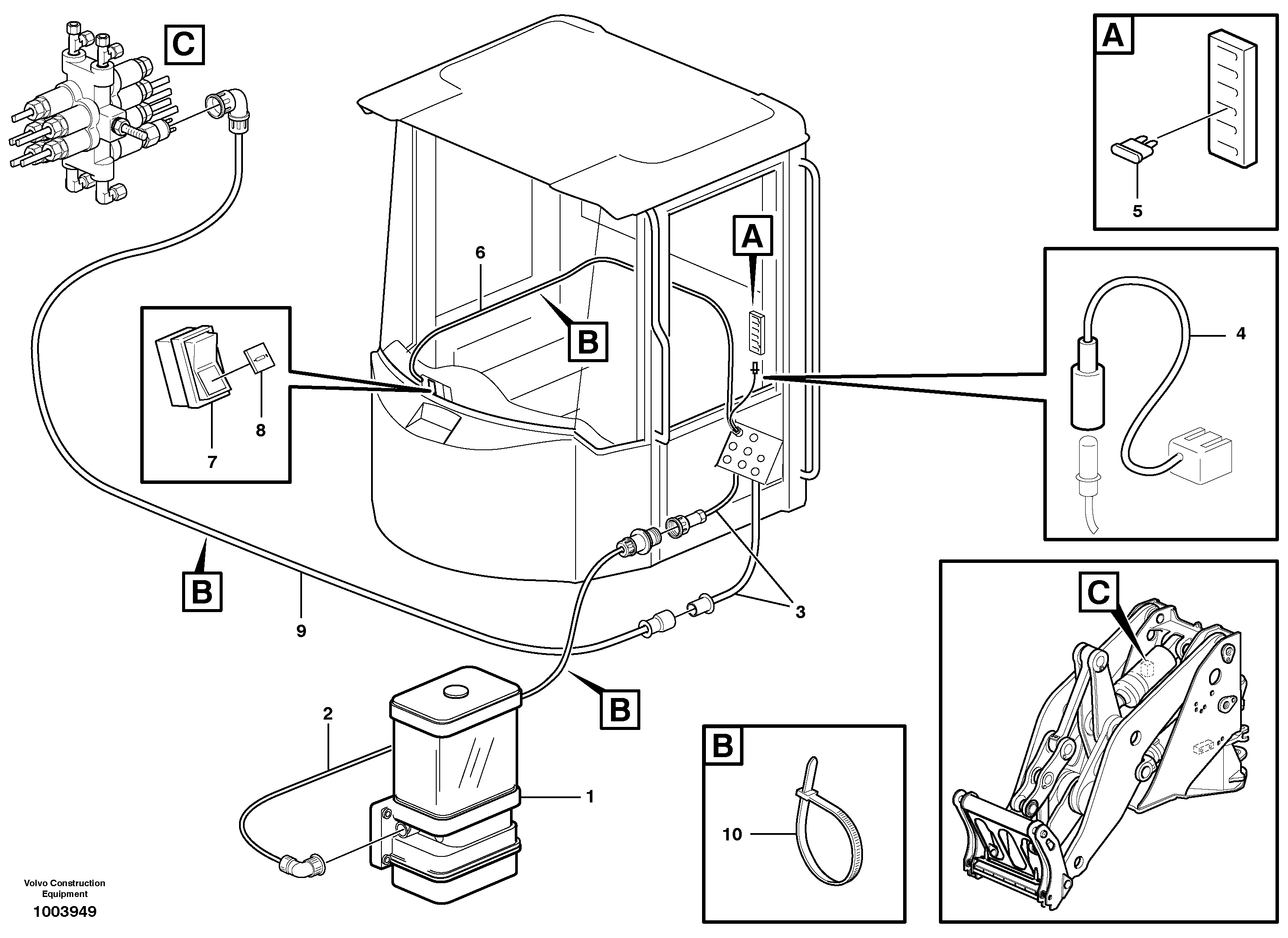 Cable harness, central lubrication.  80445 — volvo parts diagram