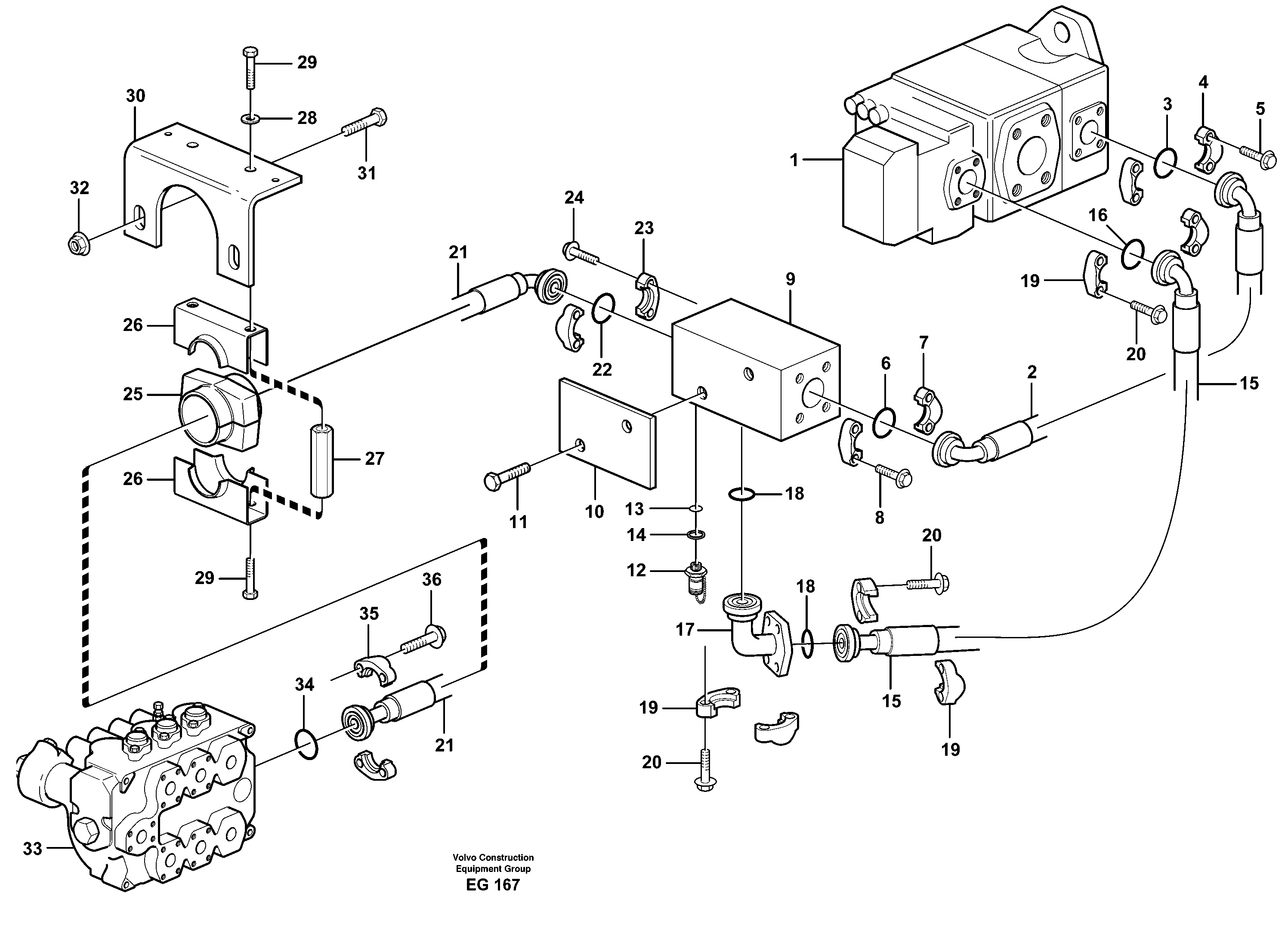 Hydraulic system, feed line — volvo parts diagram