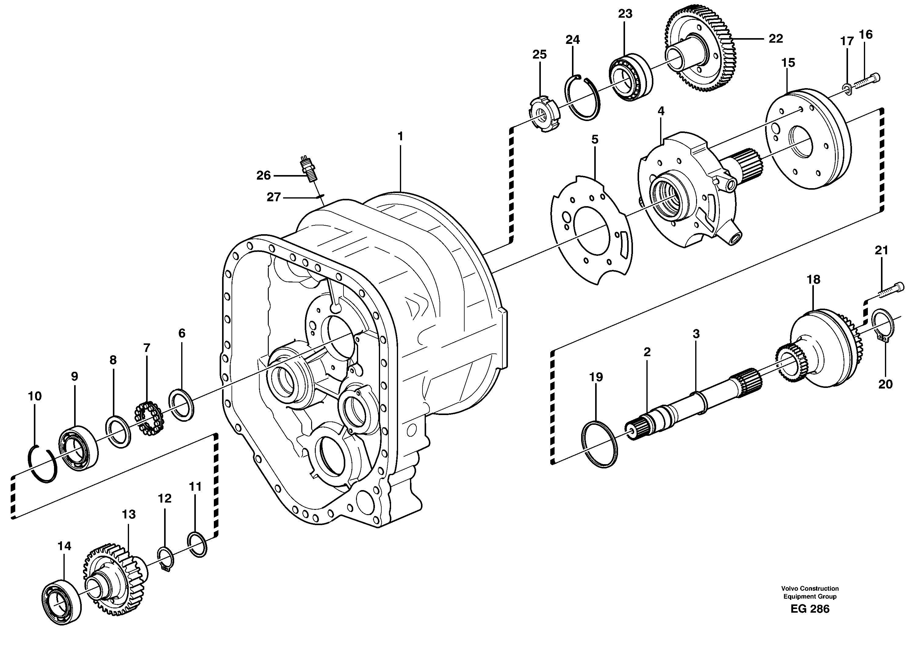 Converter housing, gears and shafts — volvo parts diagram