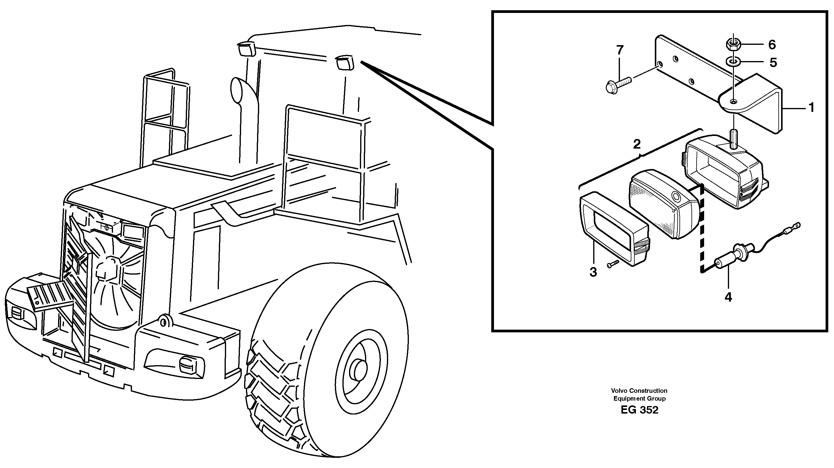 Work lights, rear.  93792 — volvo parts diagram