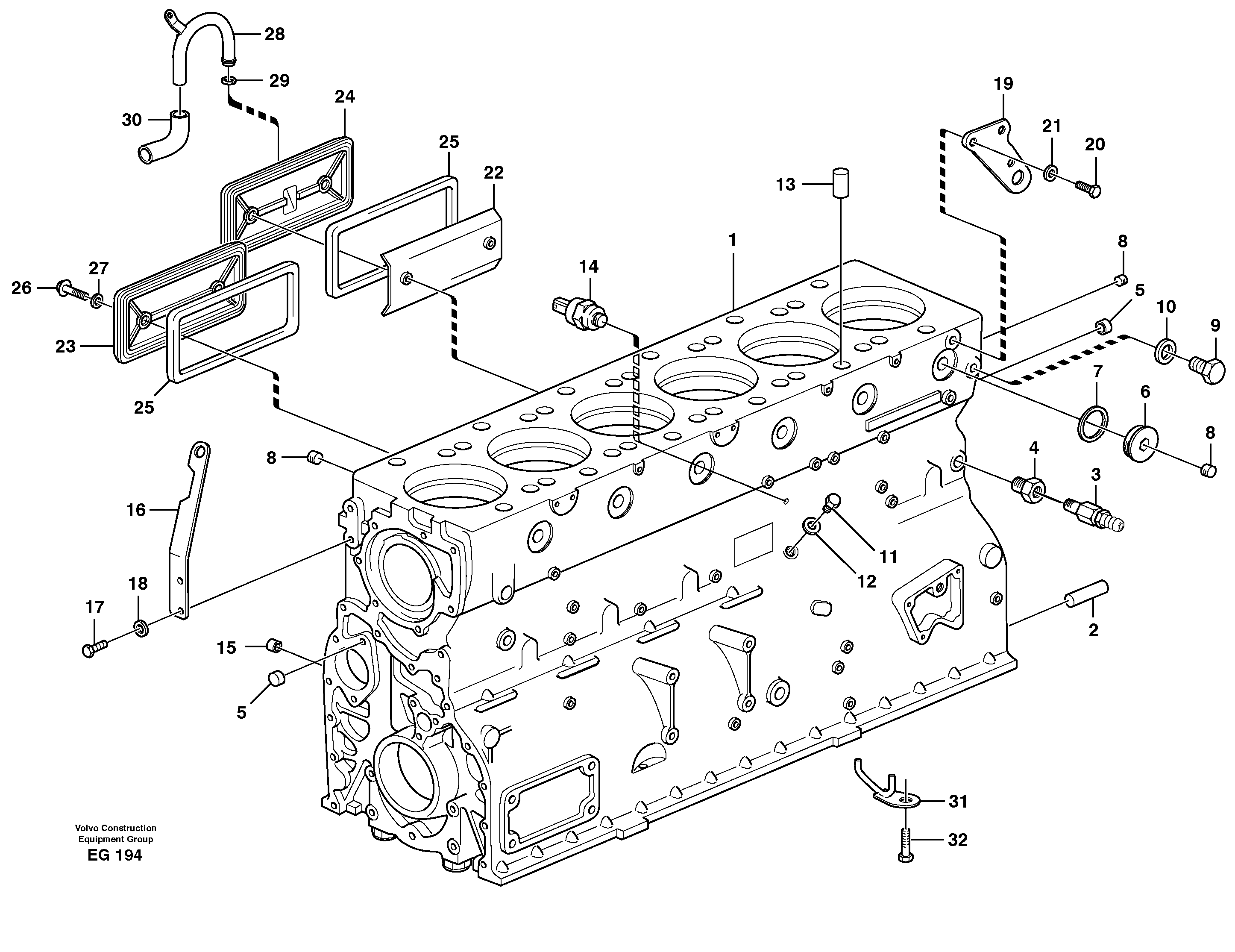 Cylinder block — volvo parts diagram
