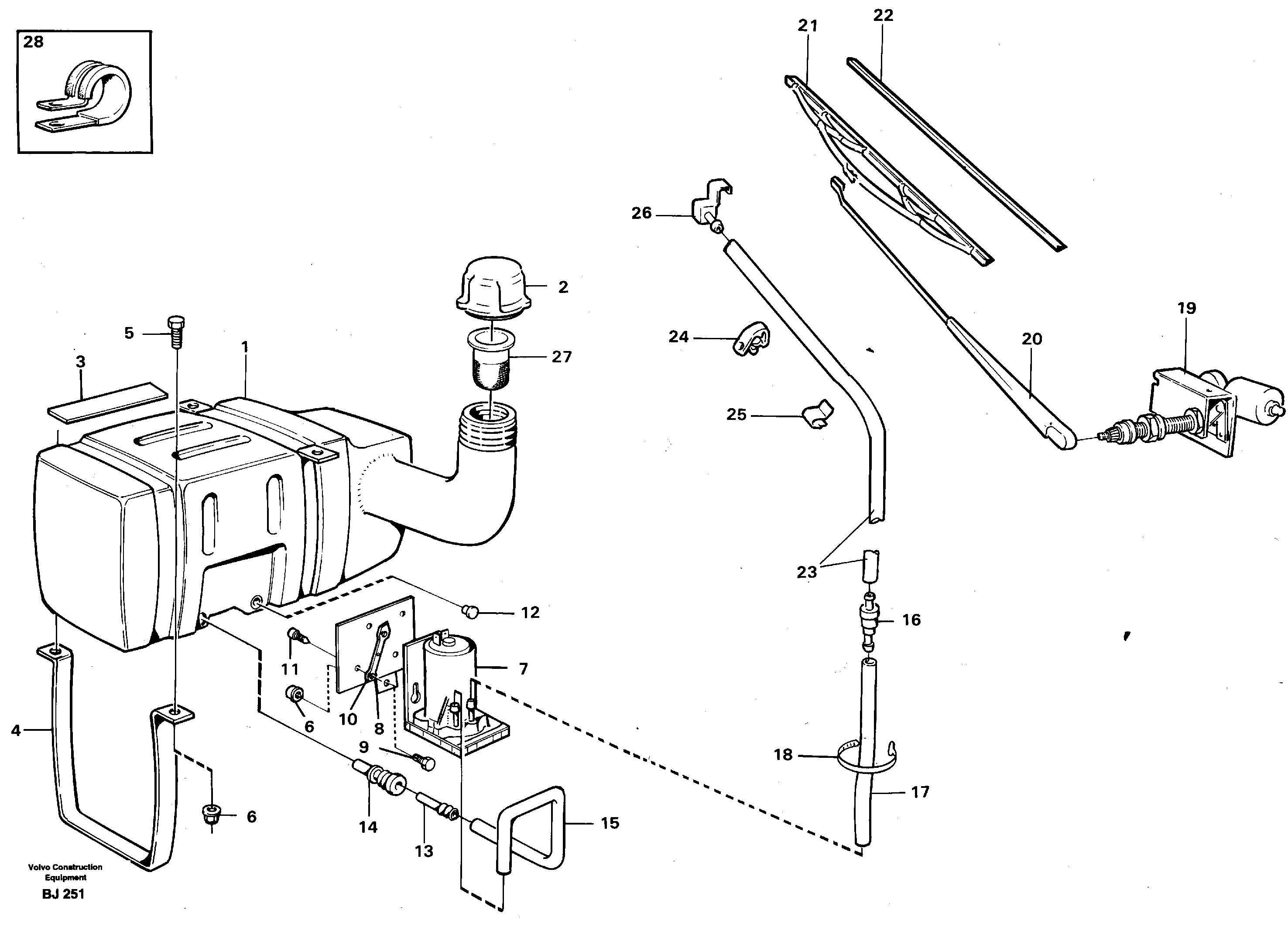 Windscreen washer and wiper — volvo parts diagram