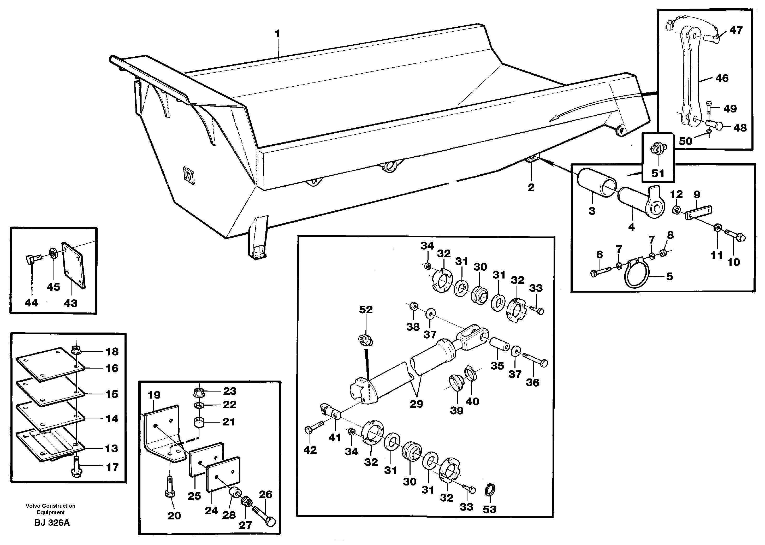 Dumper basket with fitting parts — volvo parts diagram