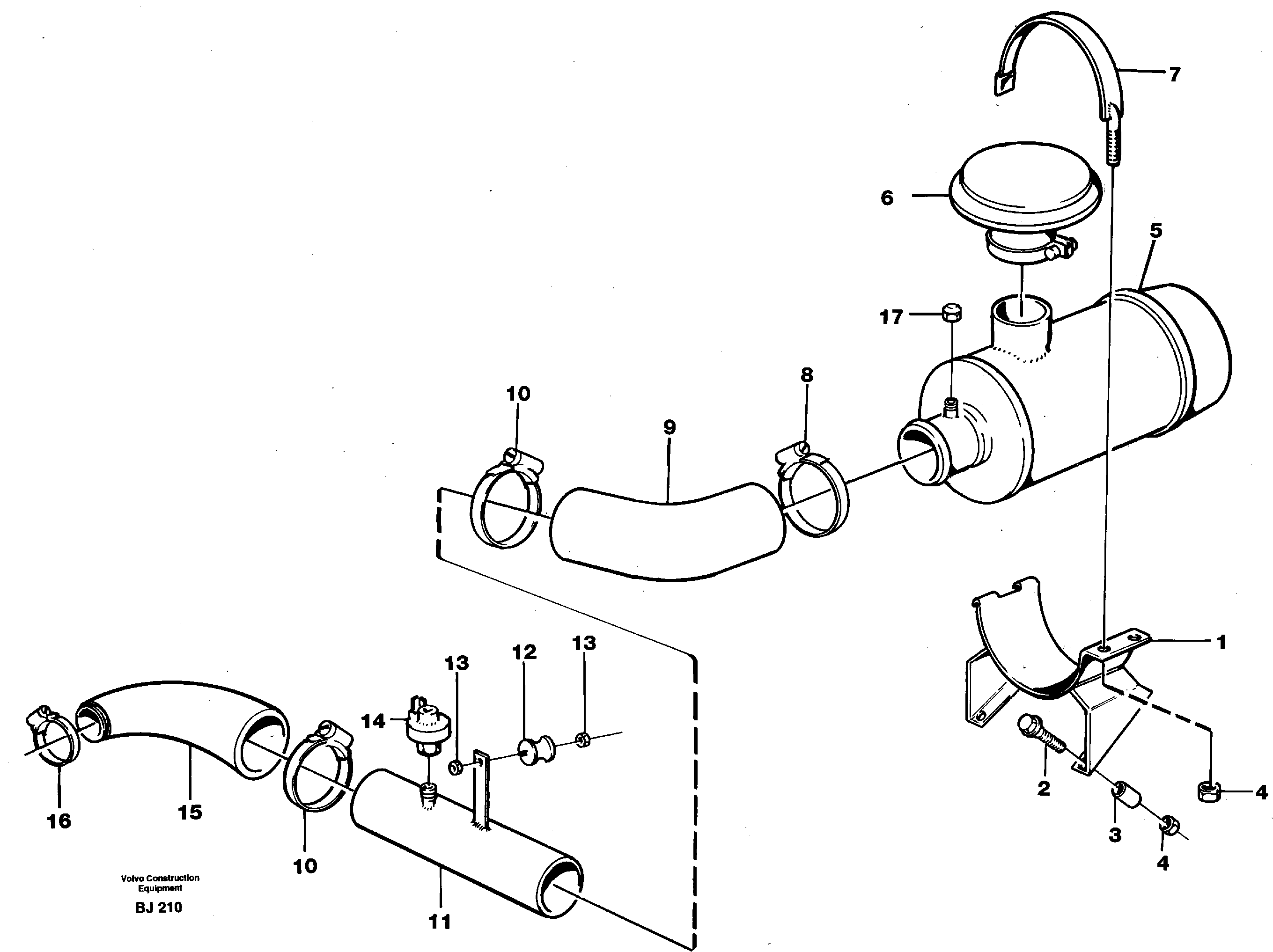 Air filter with fitting parts — volvo parts diagram