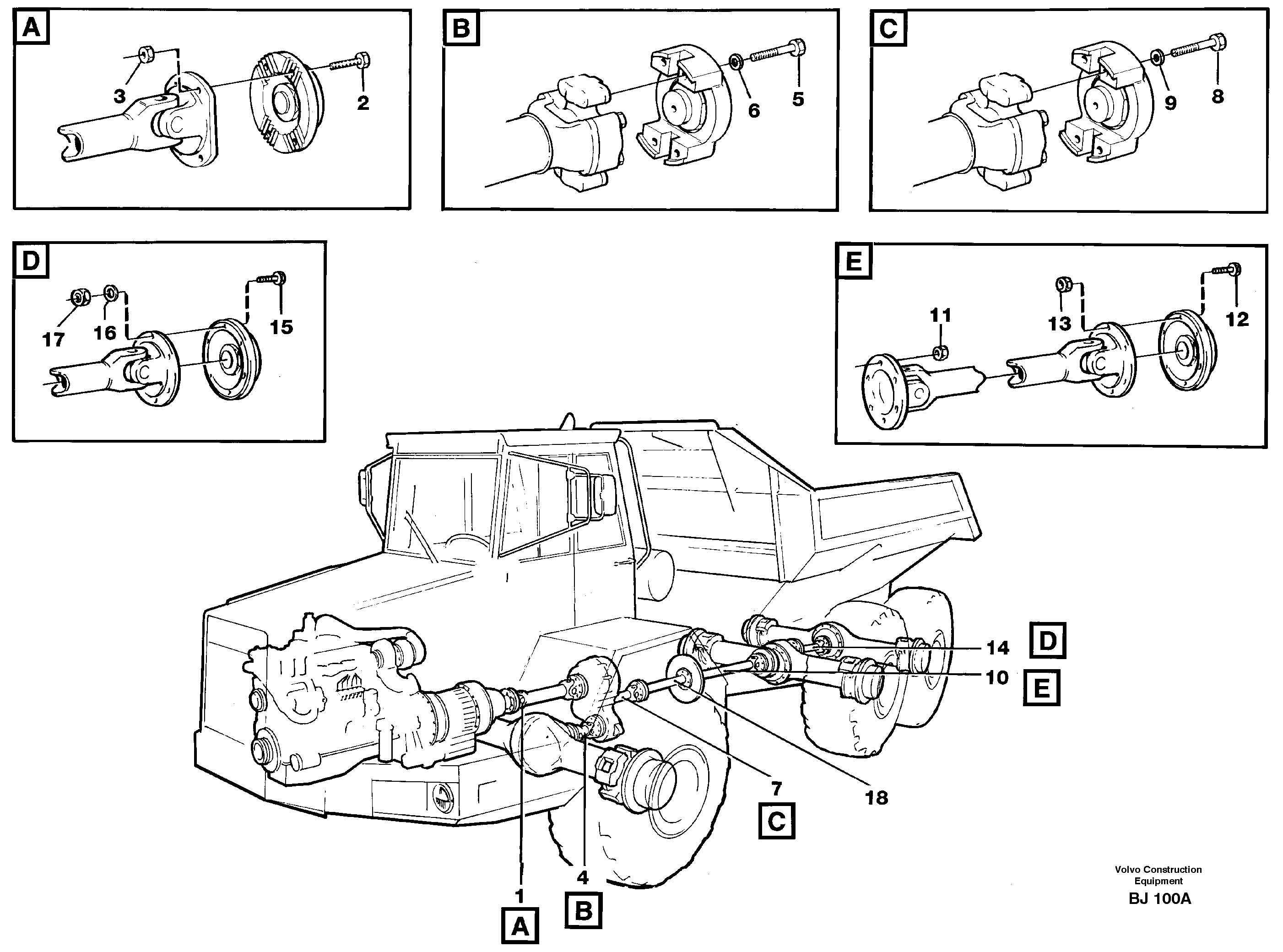 Propeller shafts with fitting parts — volvo parts diagram