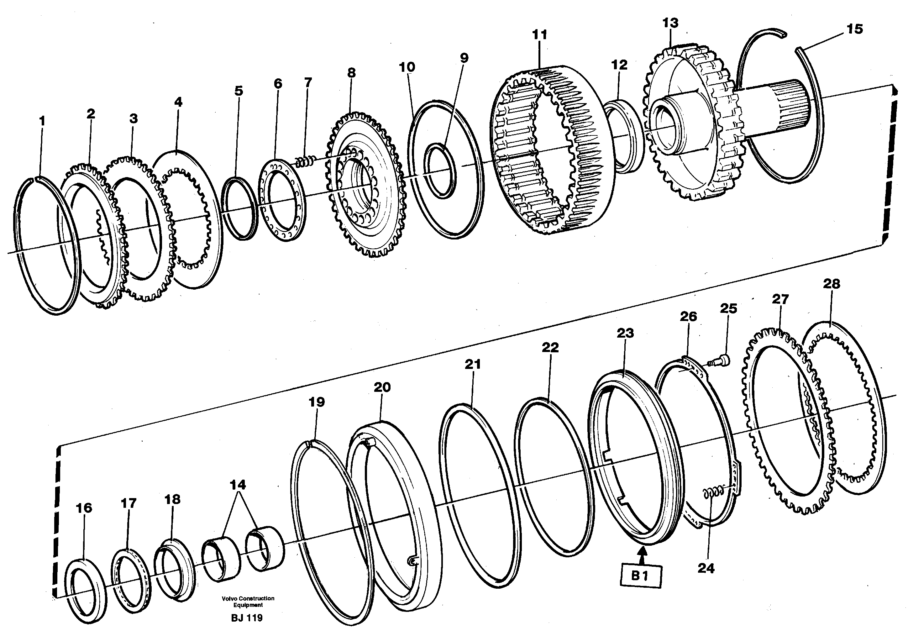 Clutch and brake  K2, B1 — volvo parts diagram