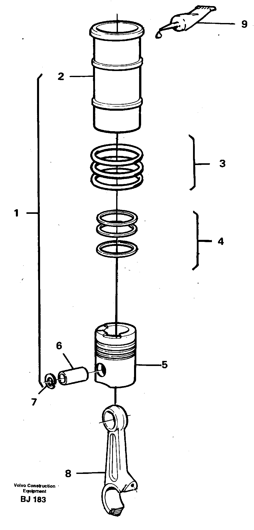 Cylinder liner, piston — volvo parts diagram