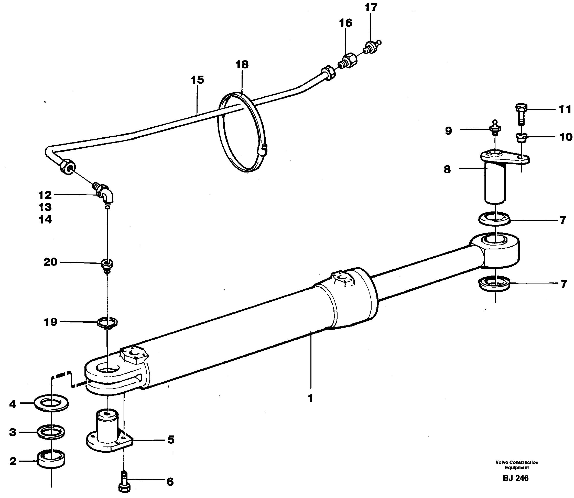 Hydraulic cylinder with fitting parts — volvo parts diagram