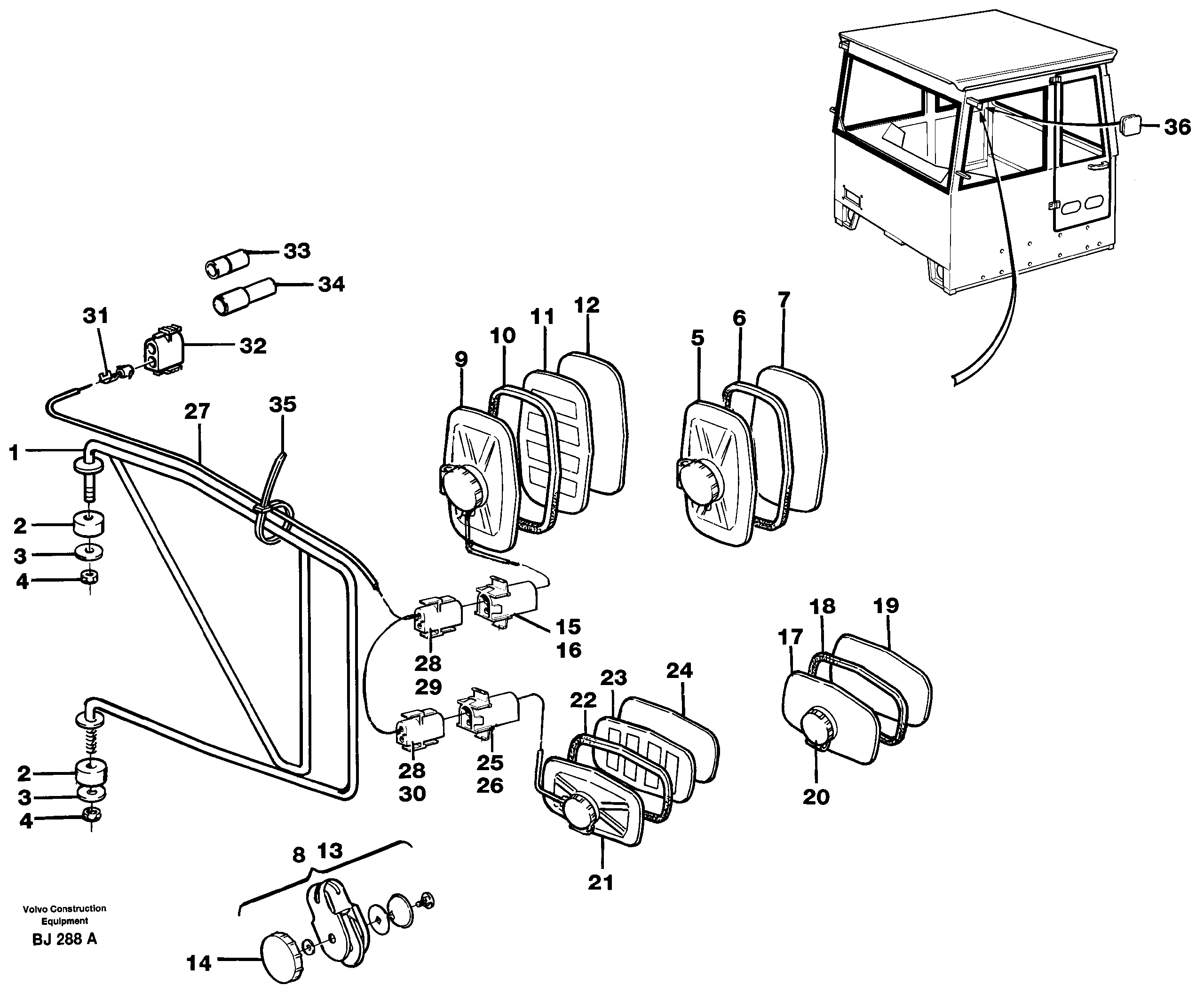Rear view mirror — volvo parts diagram