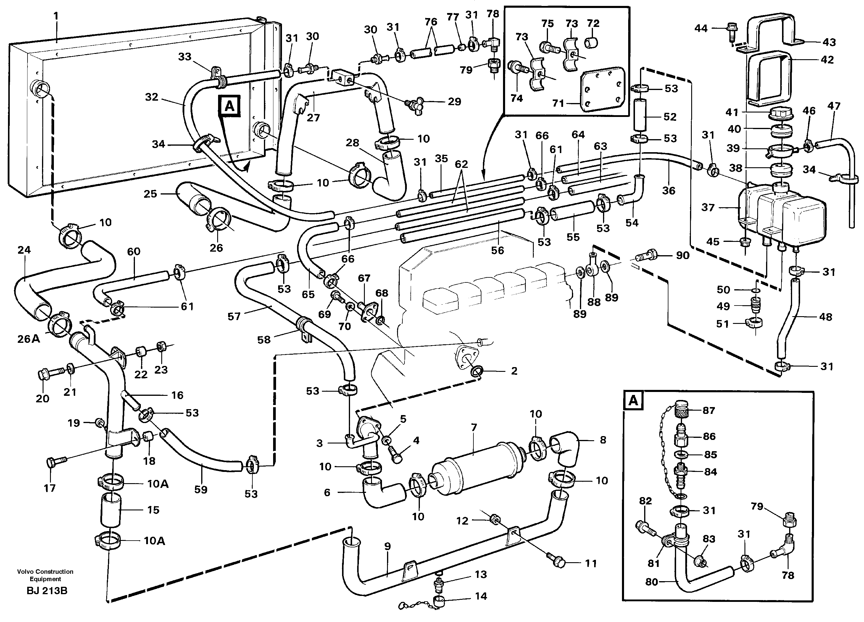 Radiator with connecting parts — volvo parts diagram