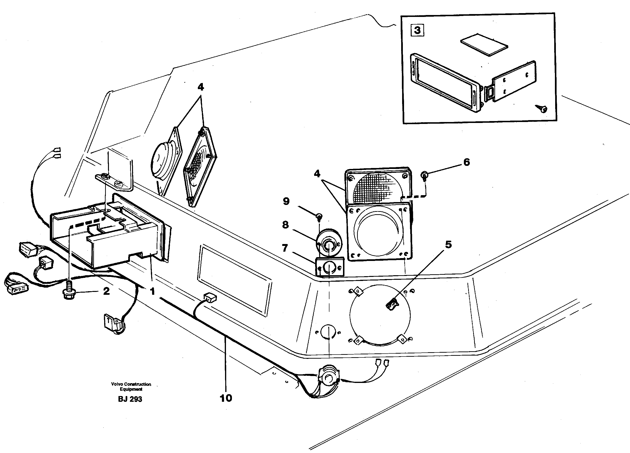 Radio bracket  93059 — volvo parts diagram