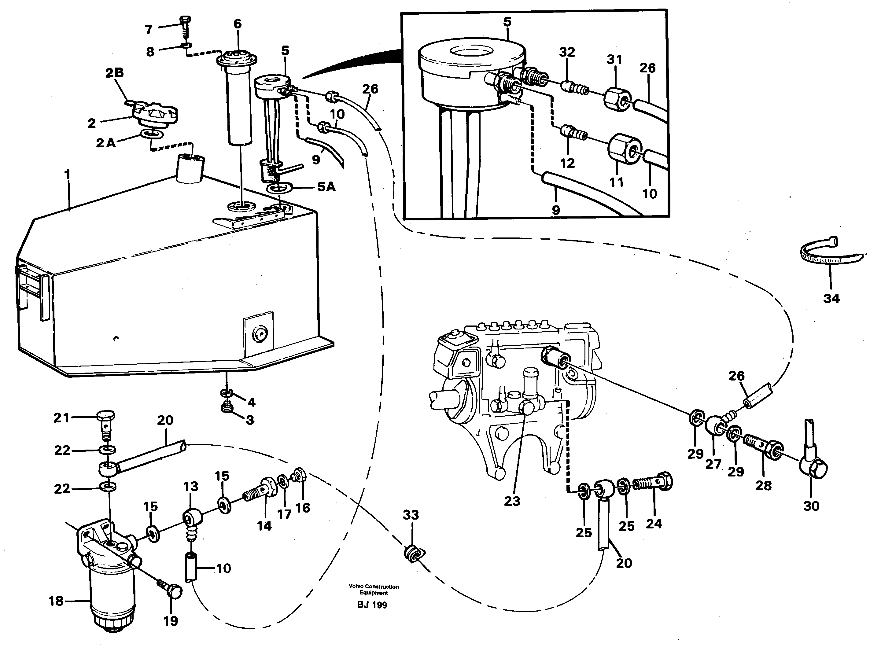 Fuel tank, fuel pipes — volvo parts diagram