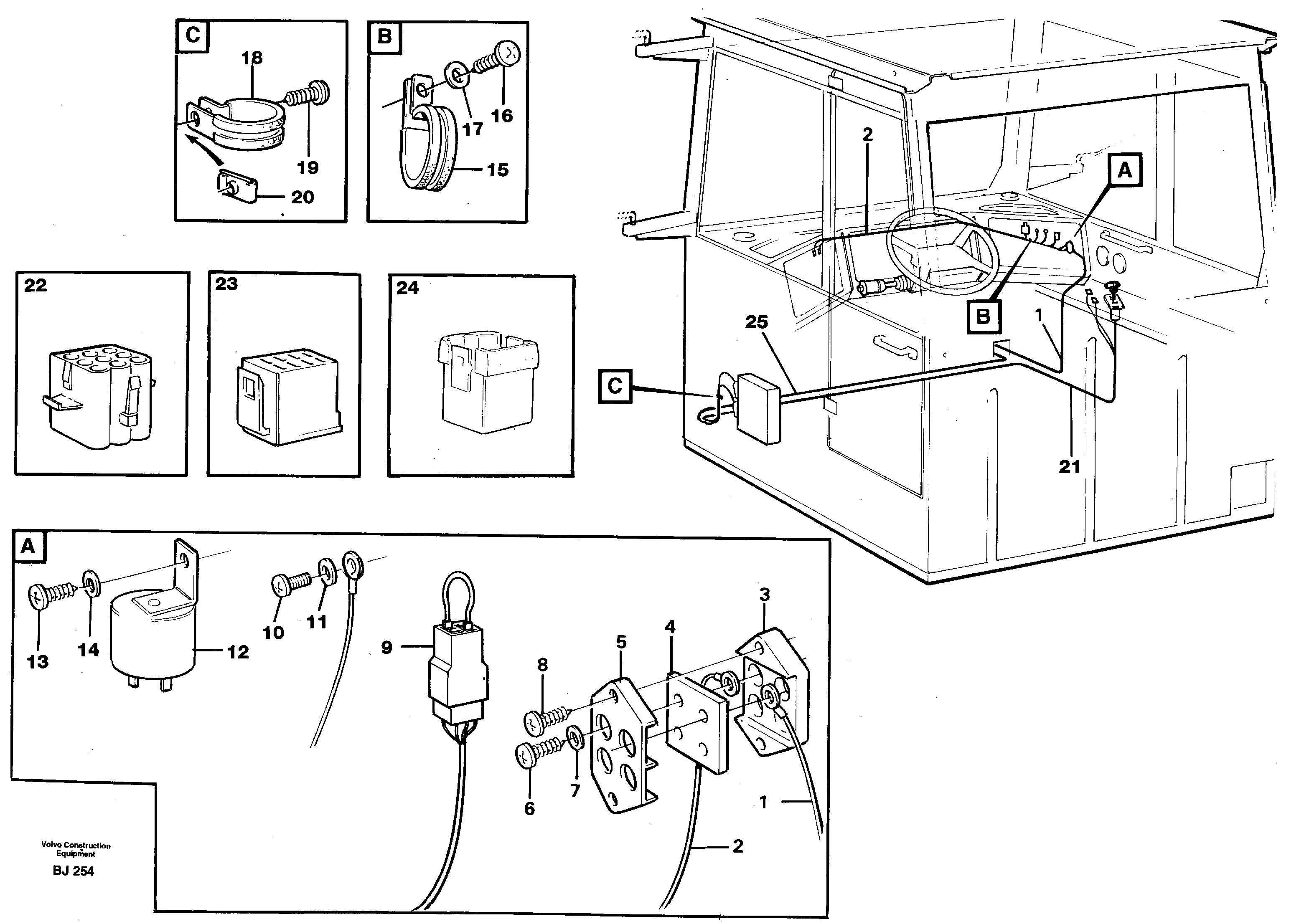 Cable harnesses, cab — volvo parts diagram
