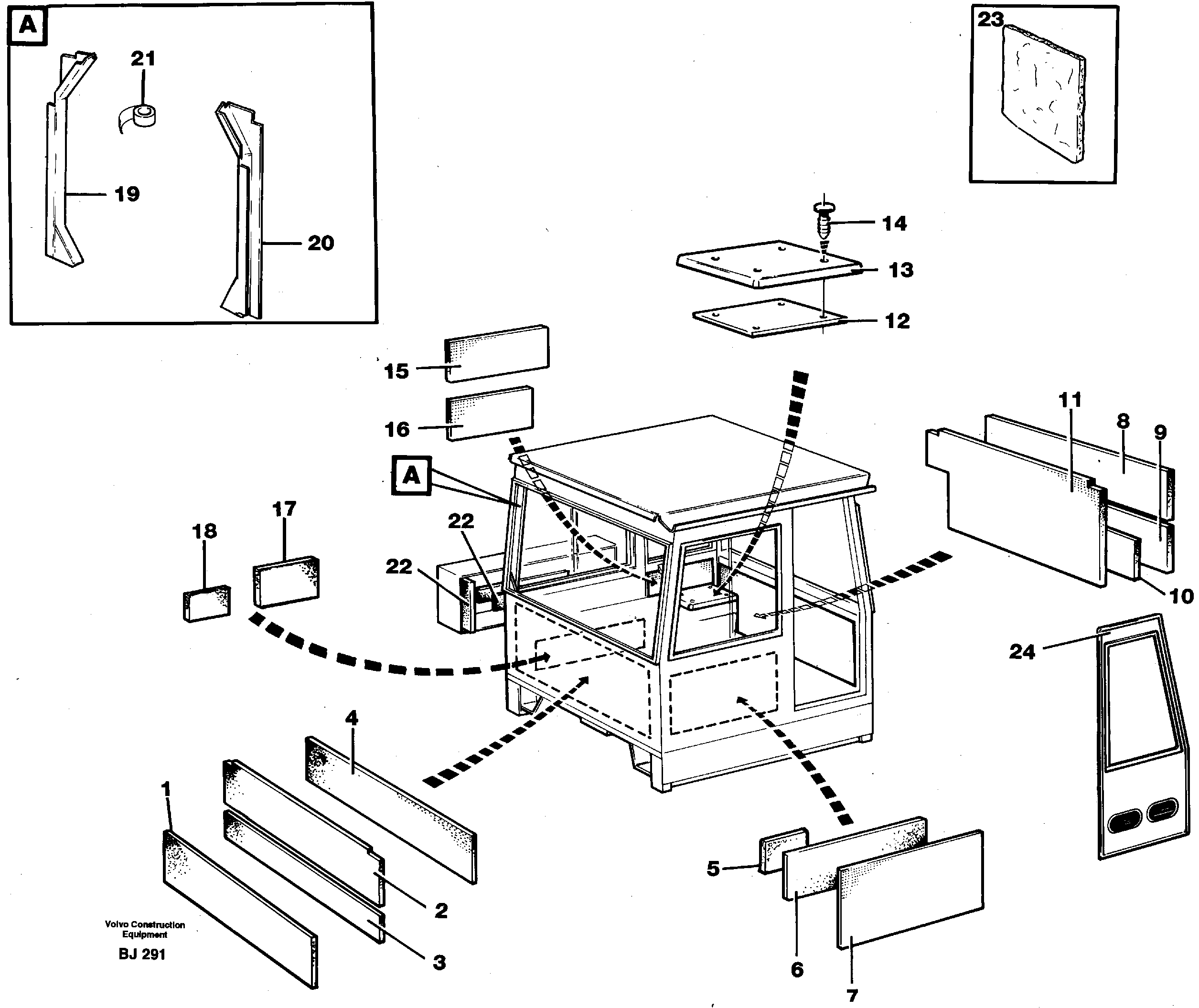 Upholstery and insulation, cab side and climate unit — volvo parts diagram