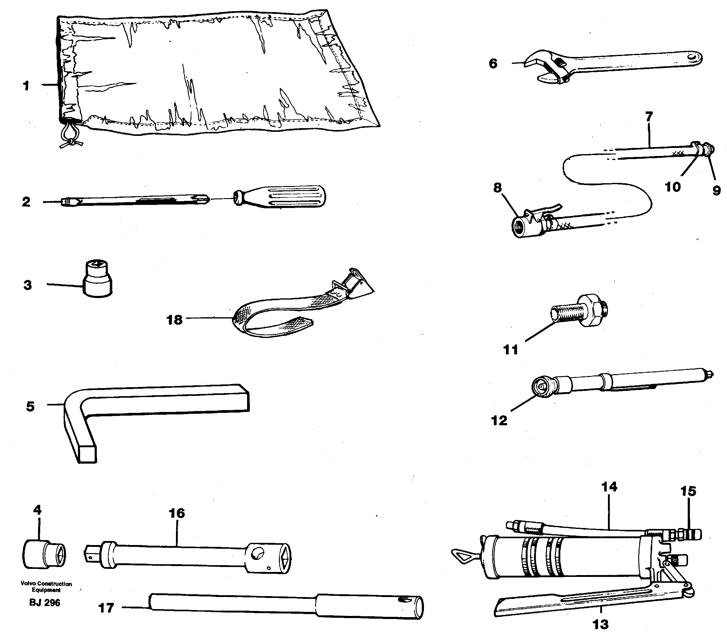Tool kit  91829, 93076 — volvo parts diagram