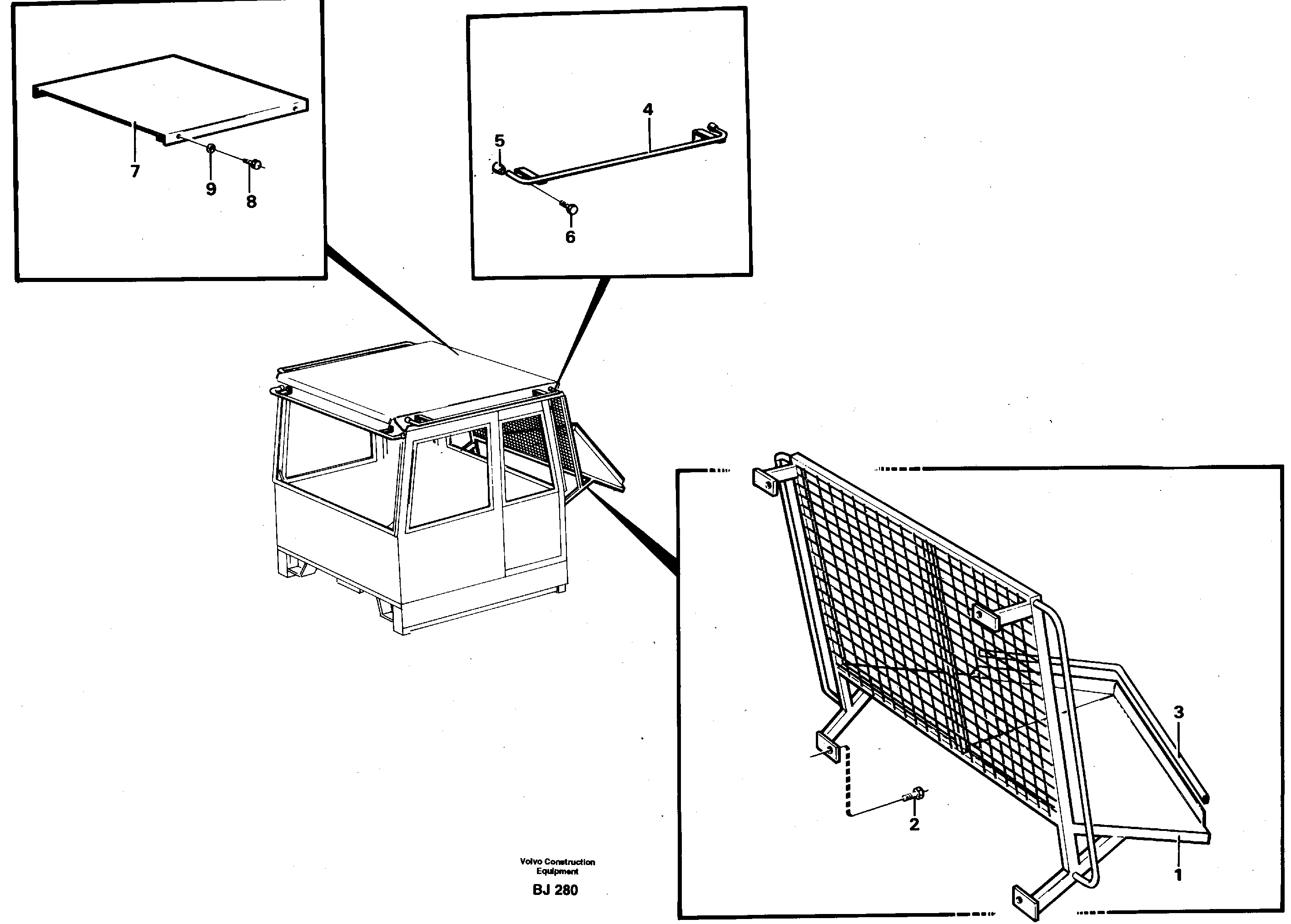 Protecting roof, protective grating — volvo parts diagram