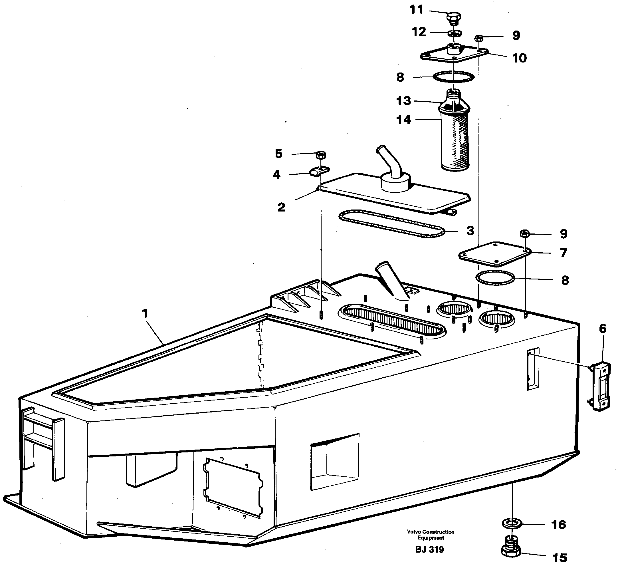 Hydraulic oil tank — volvo parts diagram