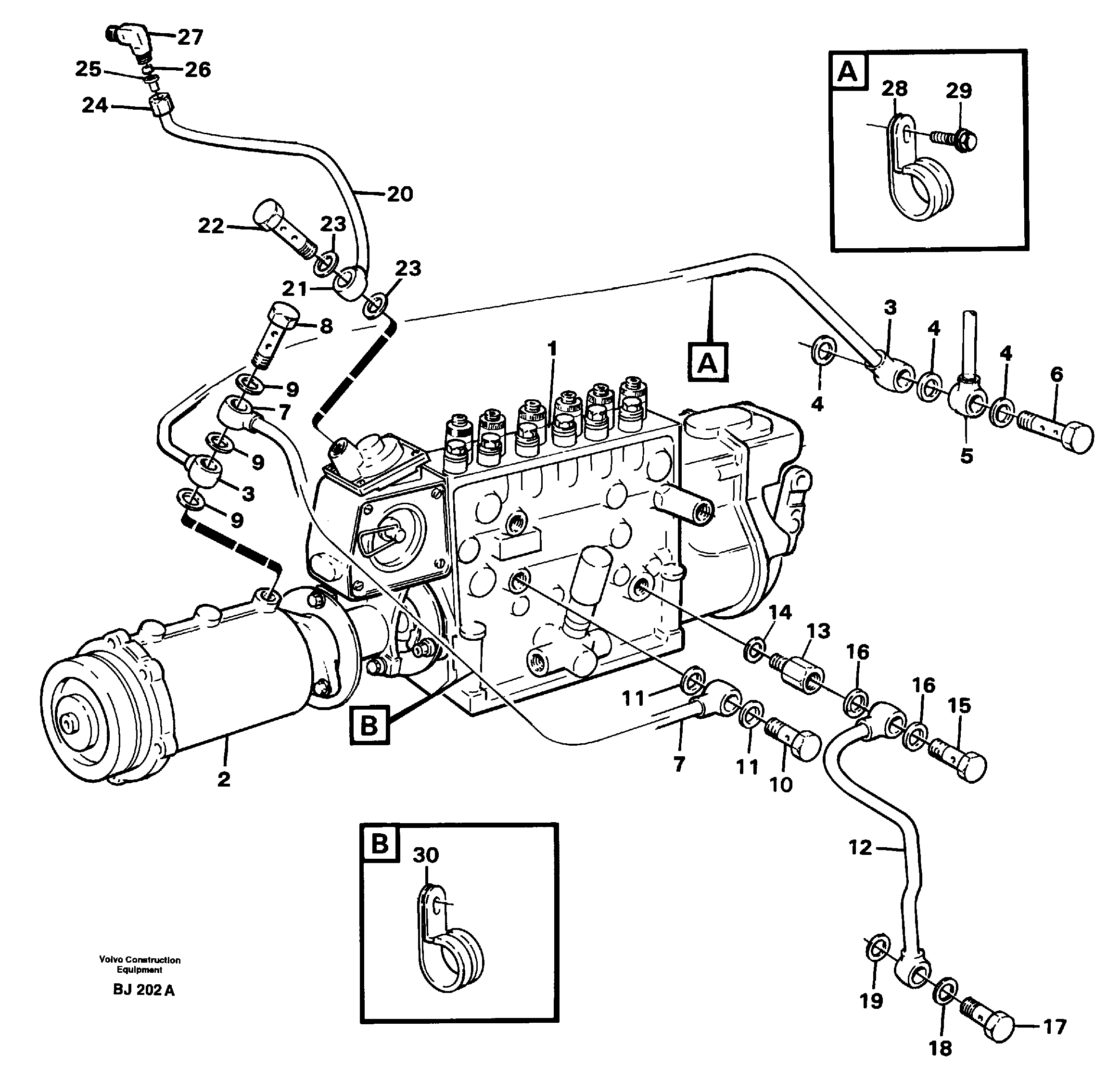Injection pump, oil pipe — volvo parts diagram