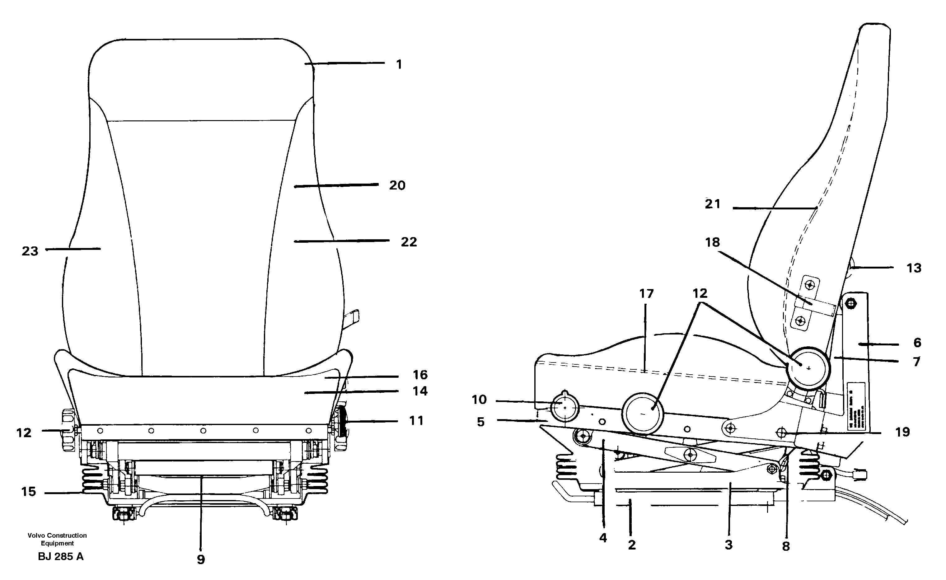 Operator's seat  92174, 93223 — volvo parts diagram