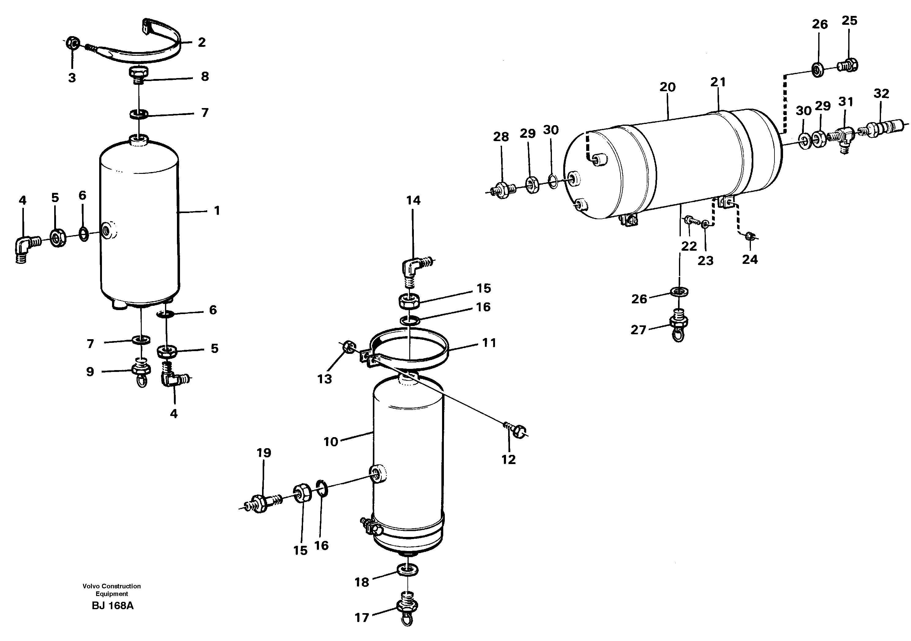 Compressed-air reservoir with fitting parts — volvo parts diagram