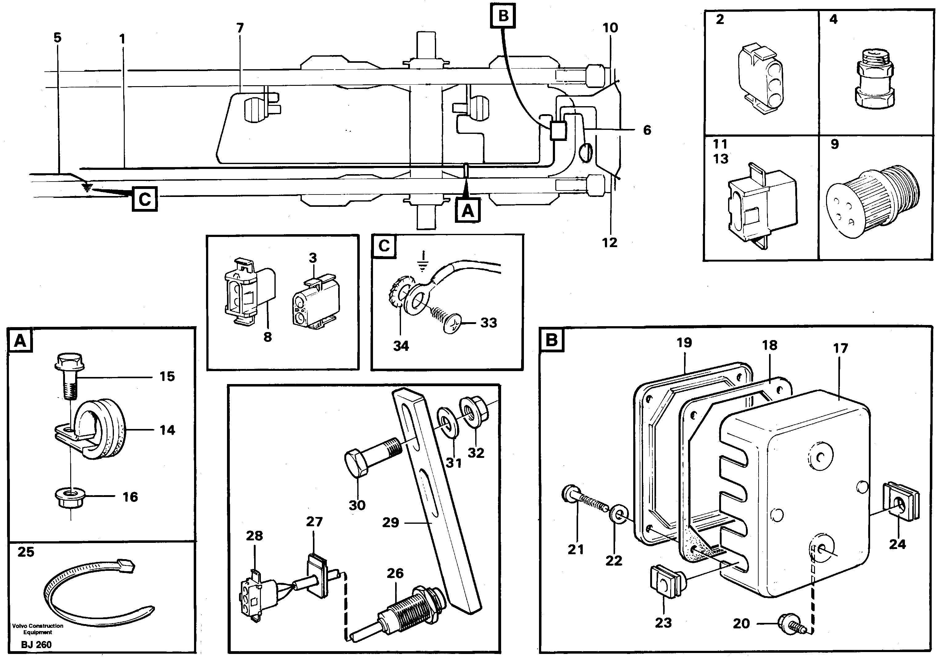 Cable harnesses, rear — volvo parts diagram